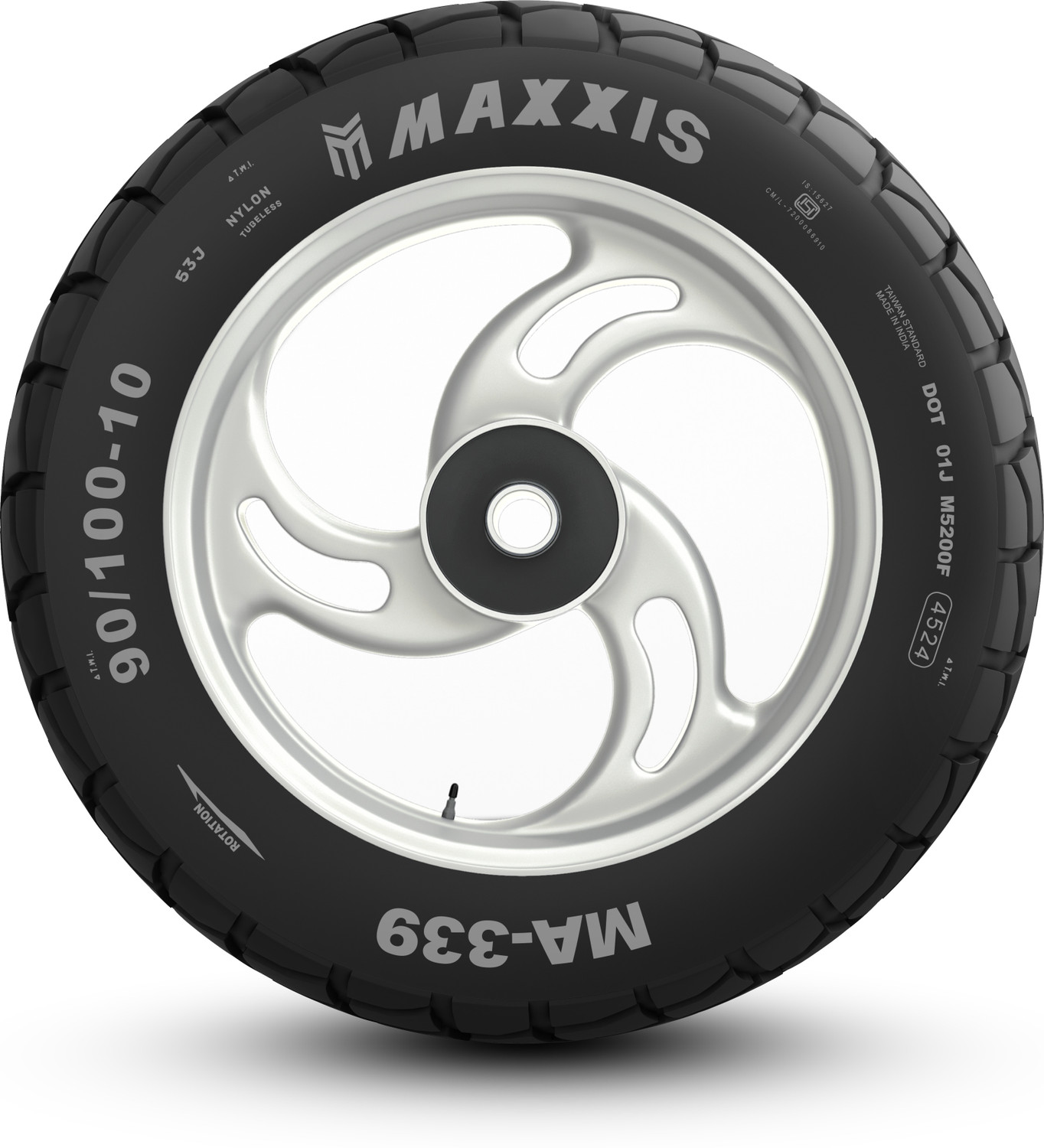 Image of Maxxis MA-339 (Limited Edition) 90 /100-10 Rear Two Wheeler Tyre (Street, Tube Less)