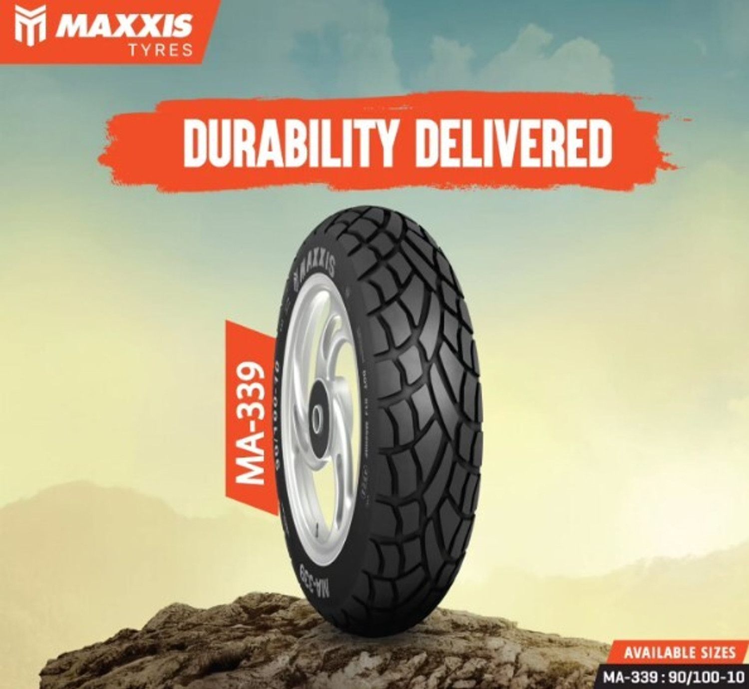Image of Maxxis MA-339 (Limited Edition) 90 /100-10 Rear Two Wheeler Tyre (Street, Tube Less)
