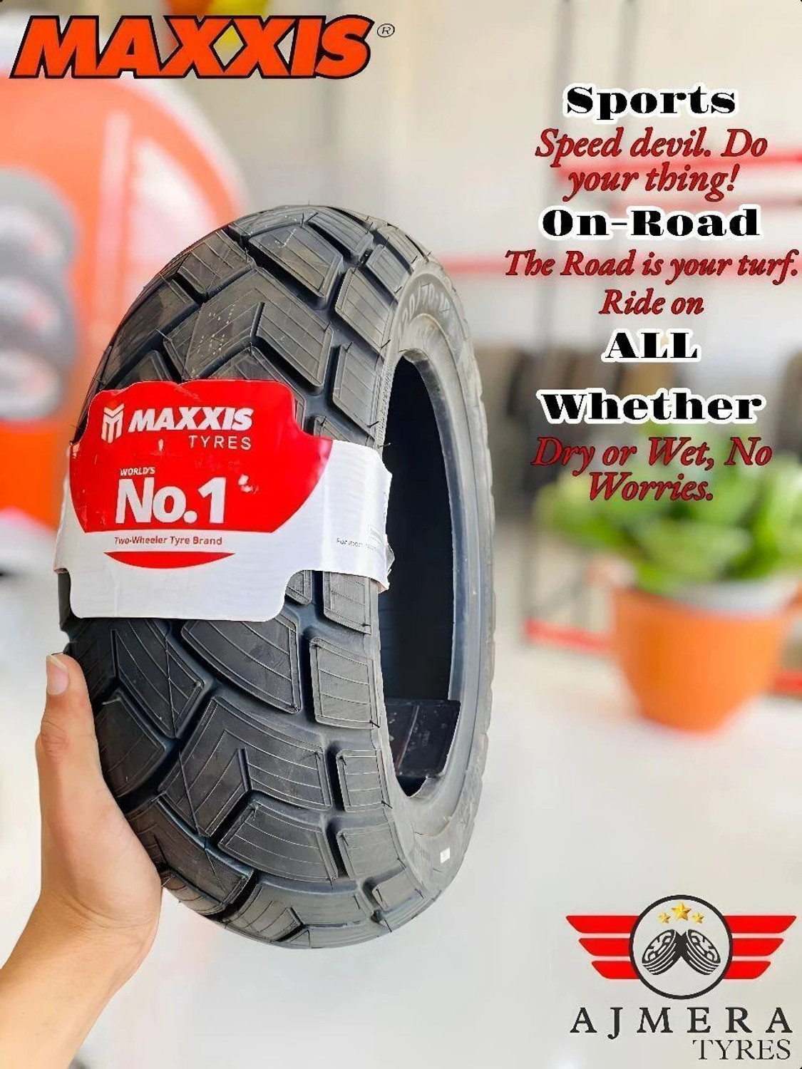Image of Maxxis MA-339 (Limited Edition) 90 /100-10 Rear Two Wheeler Tyre (Street, Tube Less)