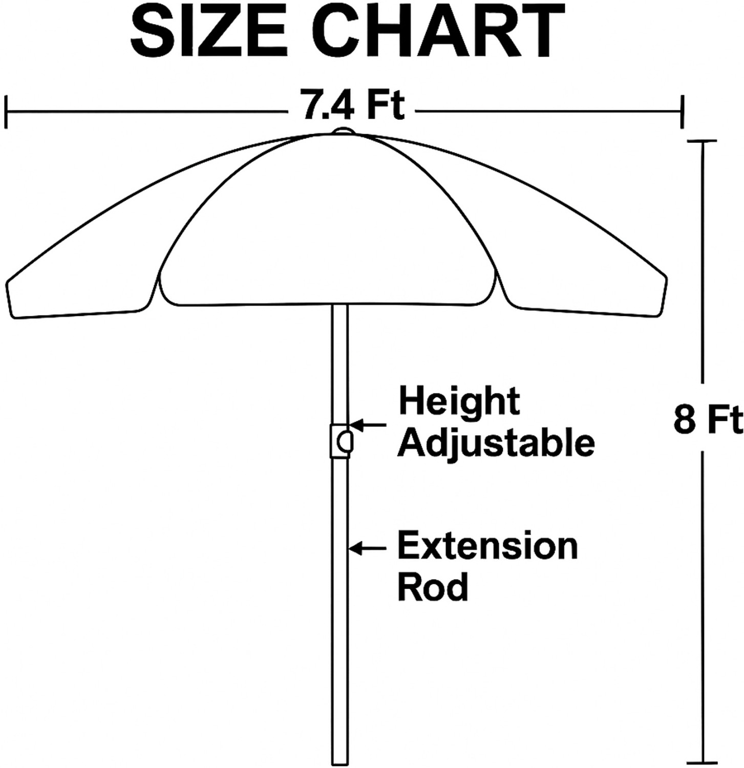 Image of Rainpopson Garden Umbrella 8ft Waterproof Outdoor Umbrella Rain Protection Umbrella (White)