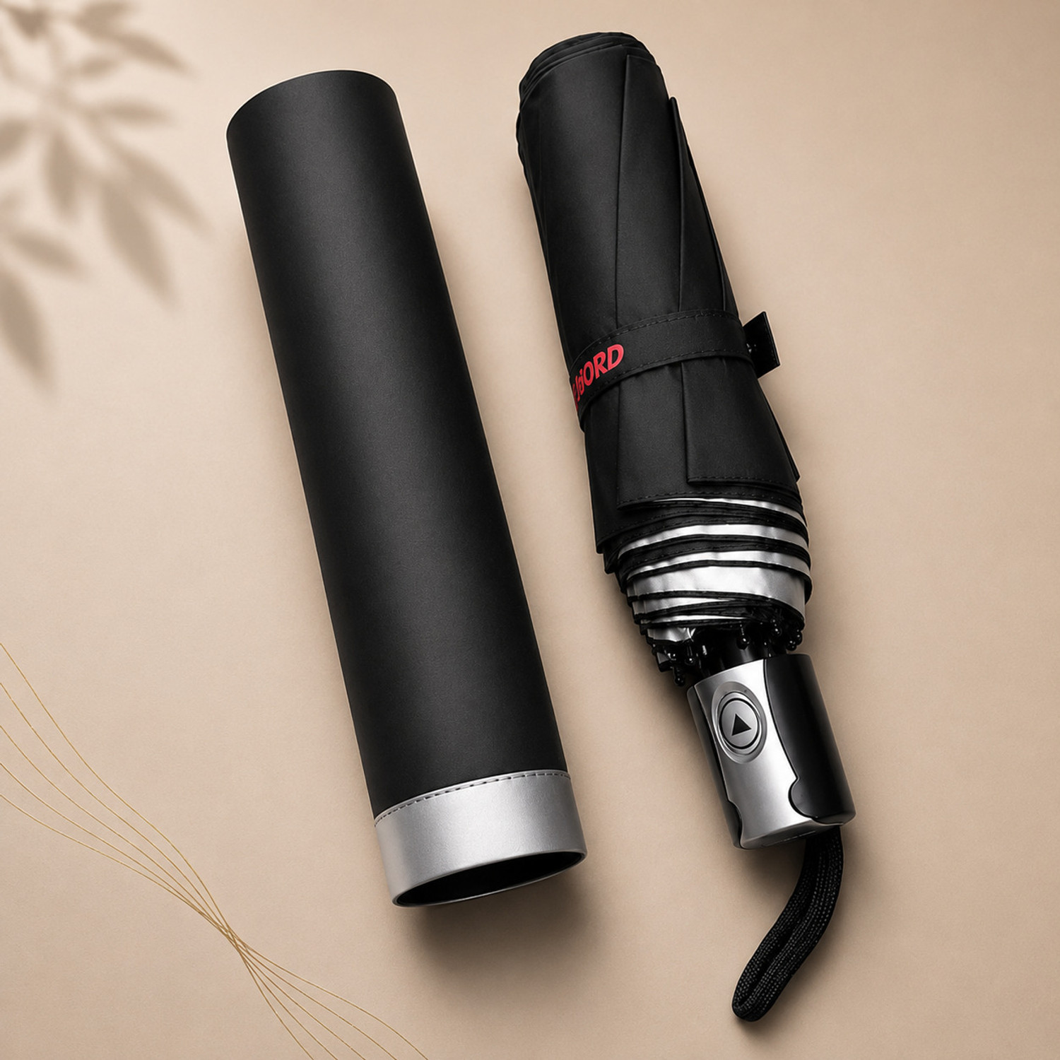 Image of BGAUTO Black Guard Automatic Open 3 Fold Umbrella with Cover Sun & Rain Protection Umbrella (Black)