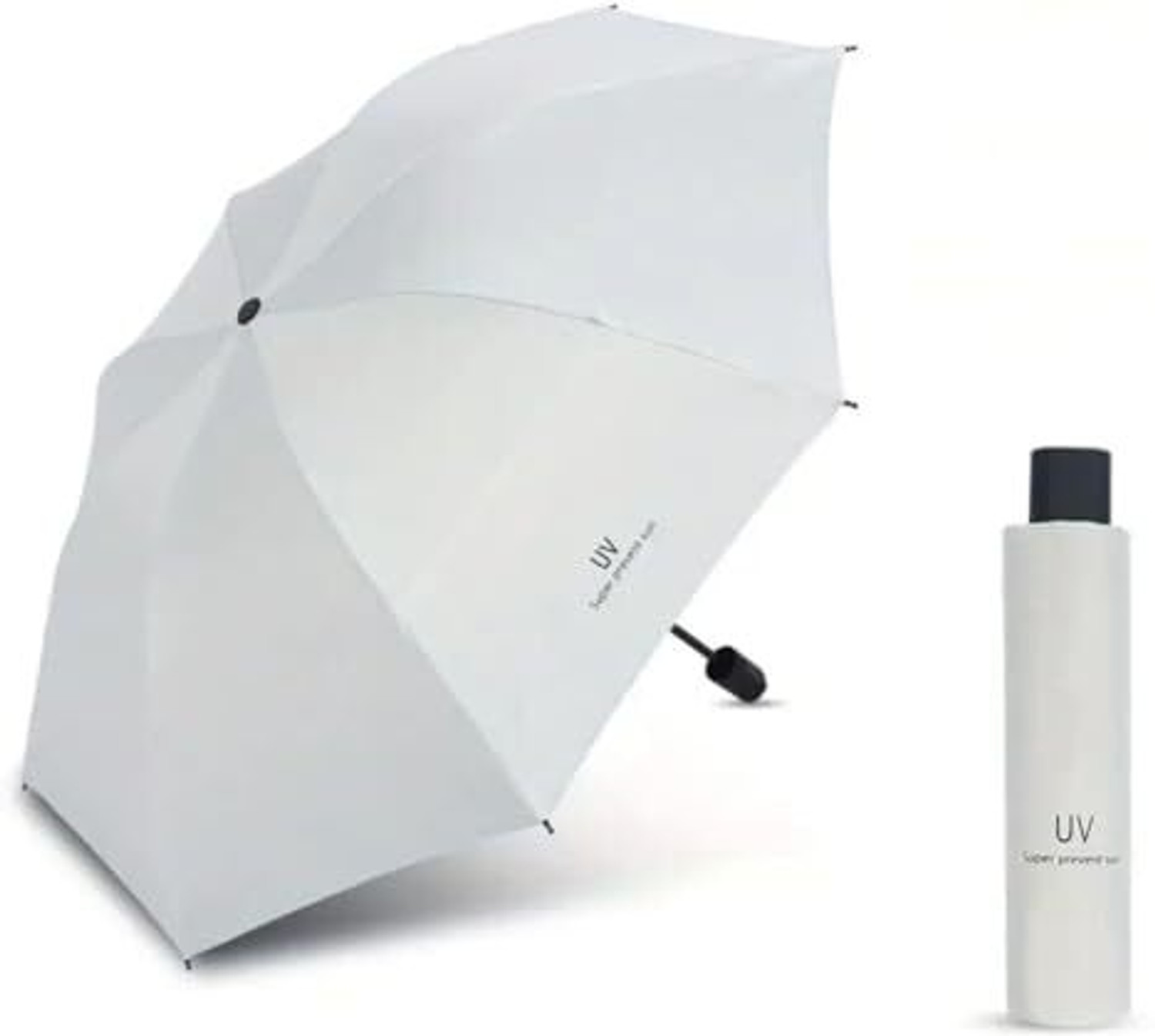 Image of Adorazone UV-Rays Safe 23 inch Large Size 3-Fold Umbrella, UV-Super Umbrella For Rain & Sun Umbrella (Silver)