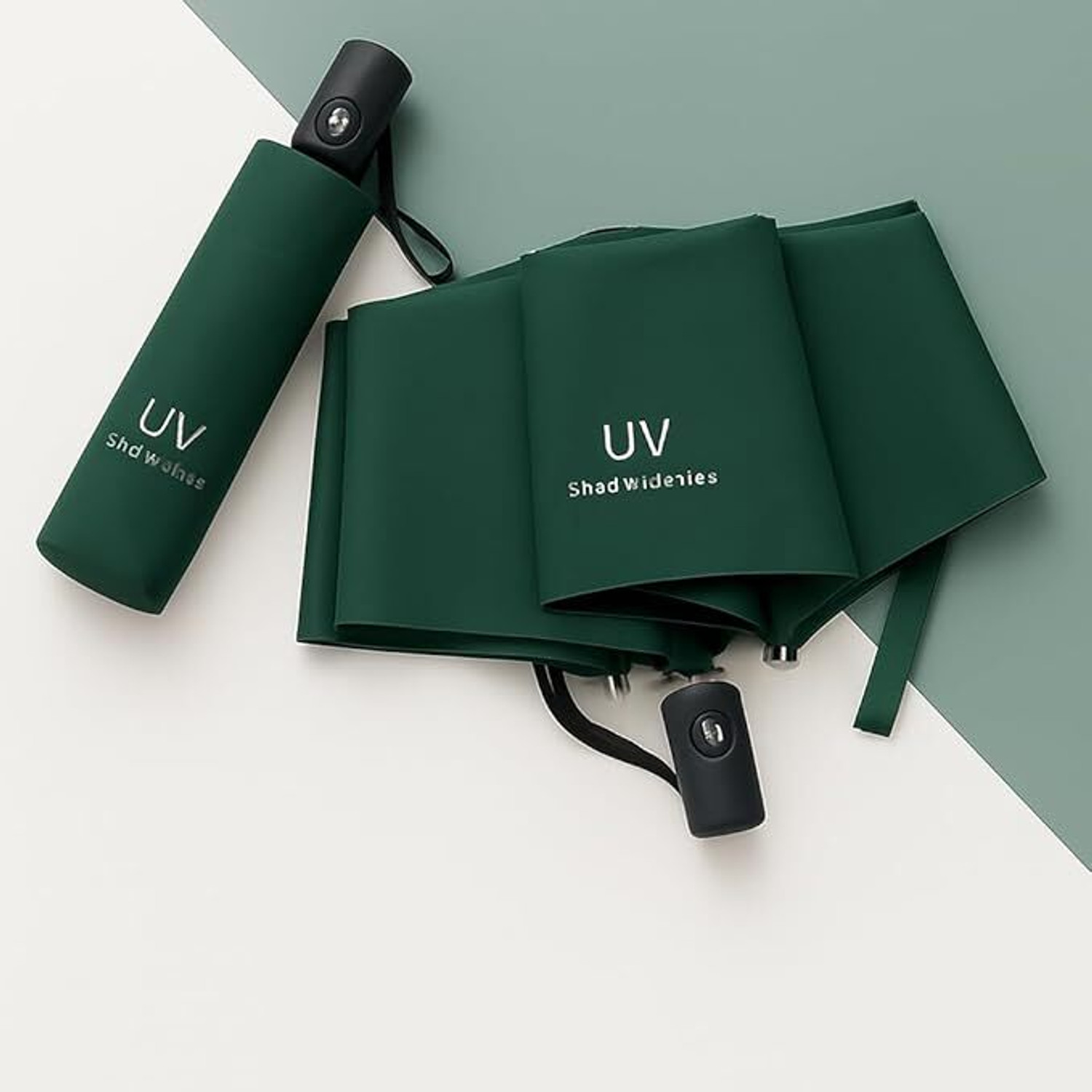 Image of CITRODA Pocket Travel Umbrella Windproof (Manual Open) Sun Rain Mini Ultra-Light 2 Fold Umbrella (Green)