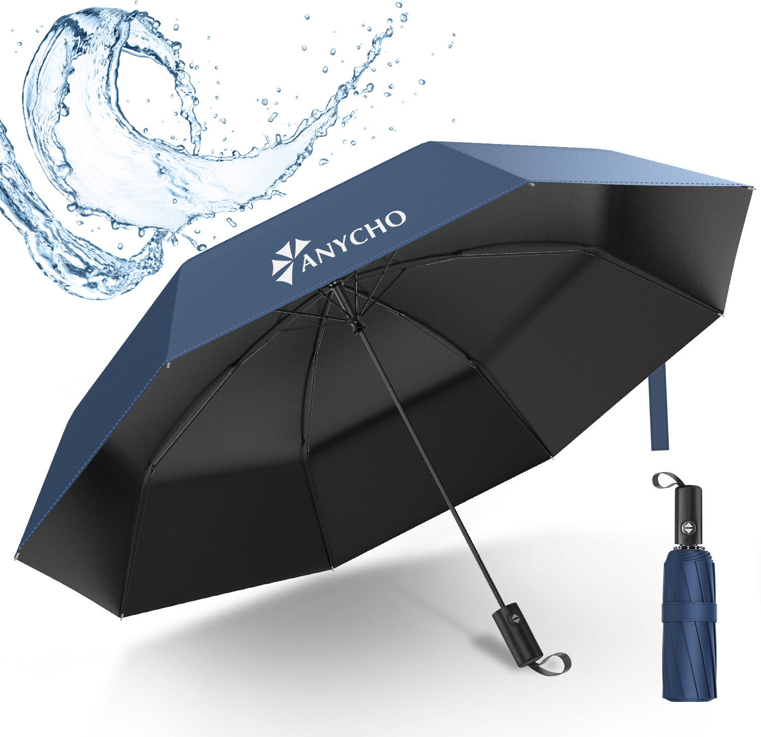 Image of Rainpopson Garden Umbrella 8ft Waterproof Outdoor Umbrella Rain Protection Umbrella (White)