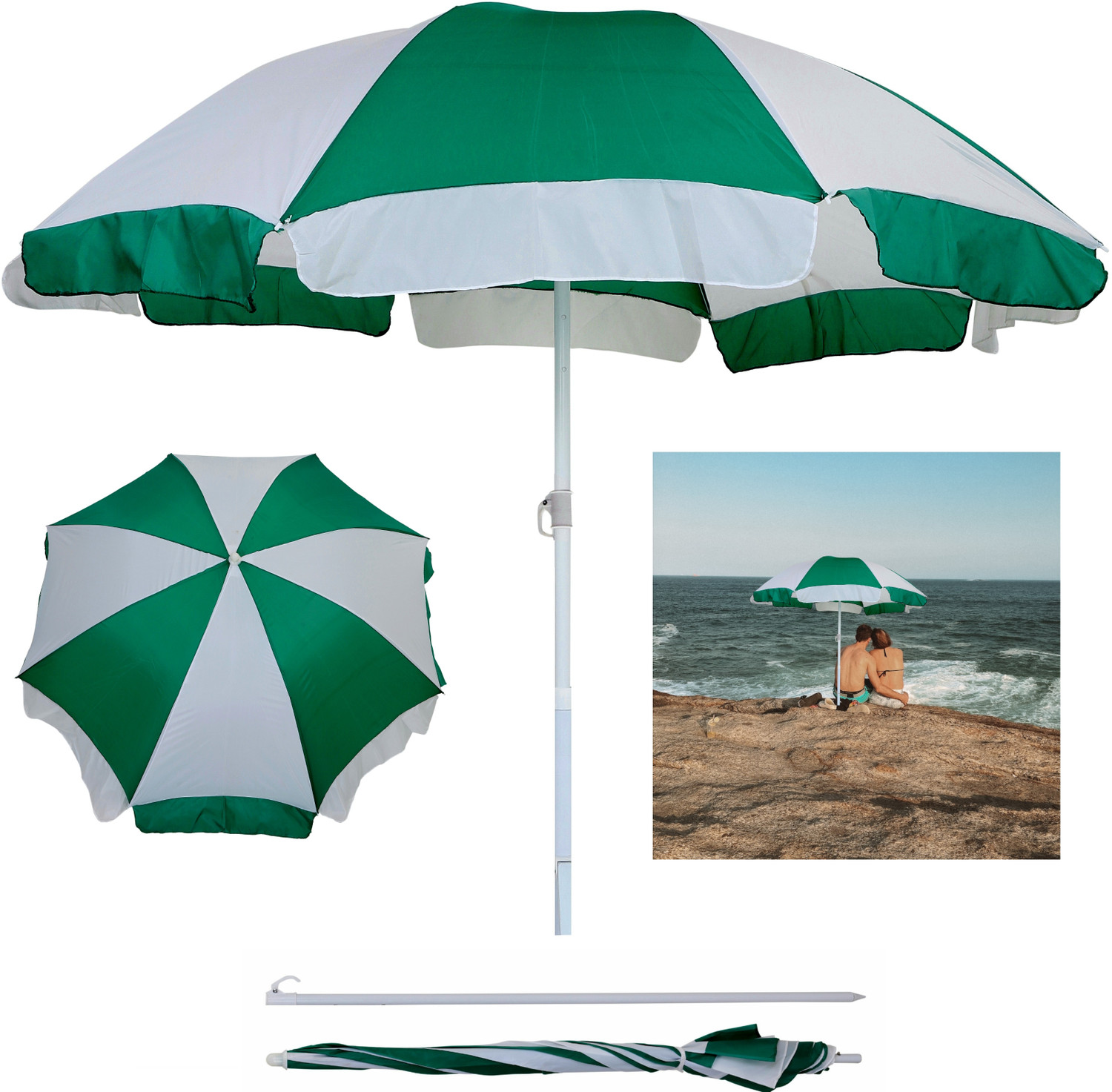 Image of Rainpopson Garden Umbrella 8ft Waterproof Outdoor Umbrella Rain Protection Umbrella (White)