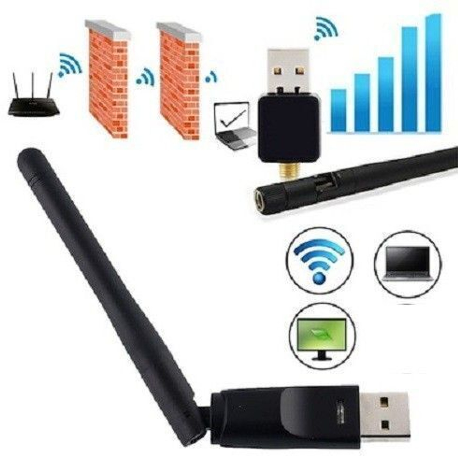 Image of dilos Supports wireless roaming technology for high-efficient wireless connections. USB Adapter (Black)