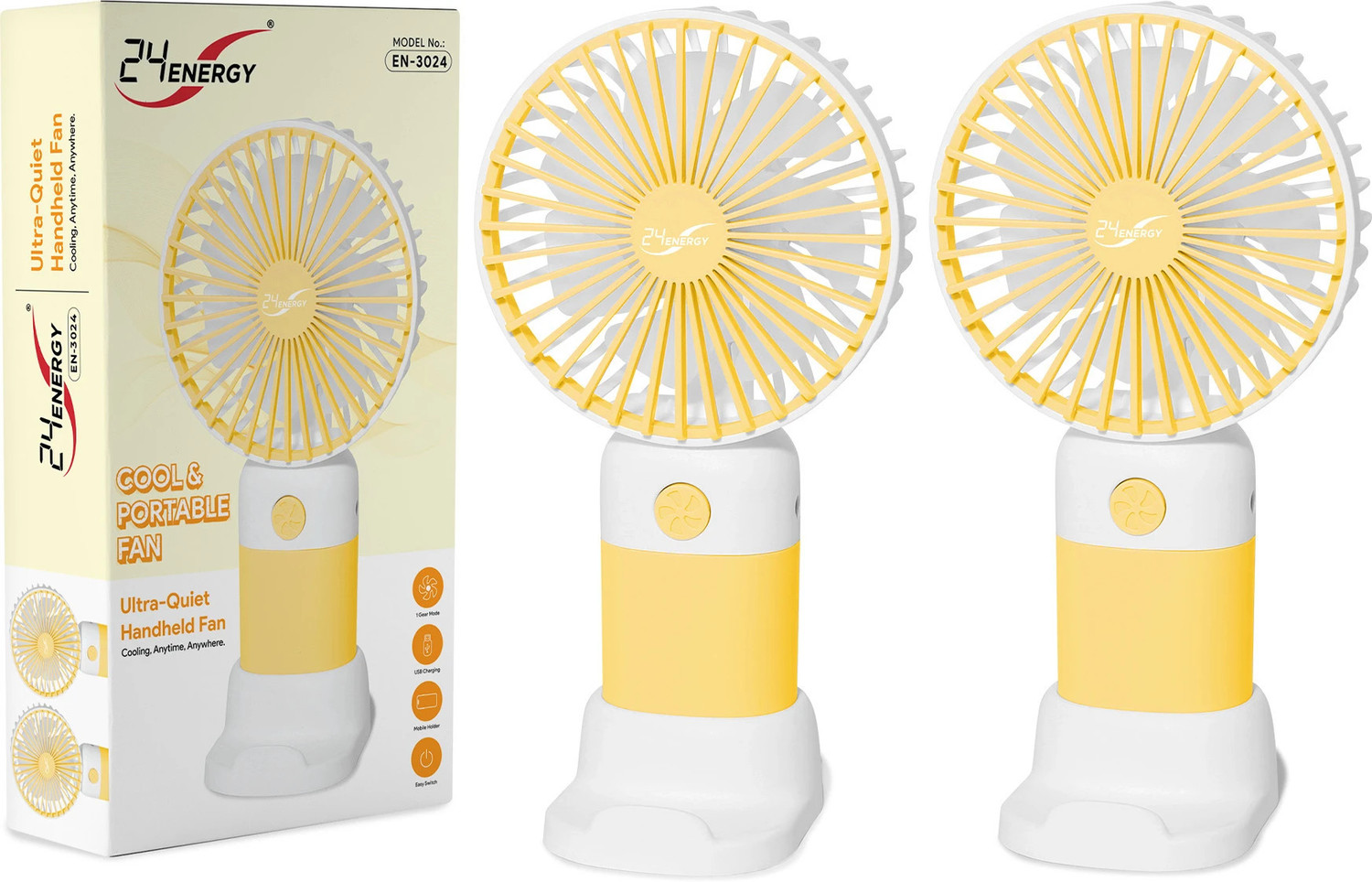 Image of Costar Mini Portable Fan, Brushless Motor Hand Fan with Table Phone Holder Base, 3 Speeds Small Fan, USB Rechargeable Fan for Indoor and Outdoor Use USB Fan (Black, Red)
