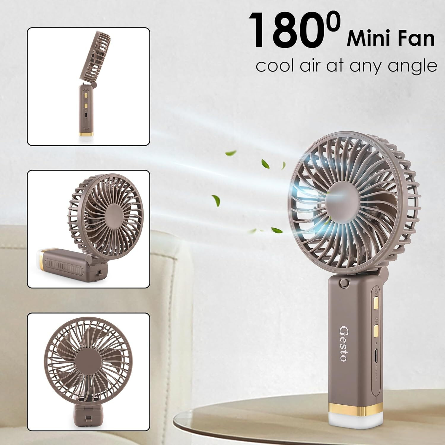 Image of Sument Fan Rechargeable with LED Light - Foldable Mini Fan, Small 3 Speed Modes | Travel, Makeup, Kitchen, Pankhaa USB Fan USB Fan (Mullticolor)