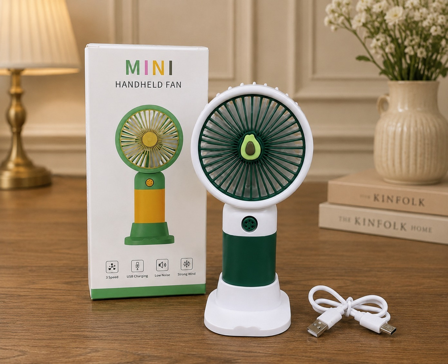 Image of uzone Portable mist cooling fan with powerful 5-Spray airflow-silent operation Air Cooler Spray Function Portable Mist Cooling For Home Office and Outdoor Uses USB Air Cooler (Green)