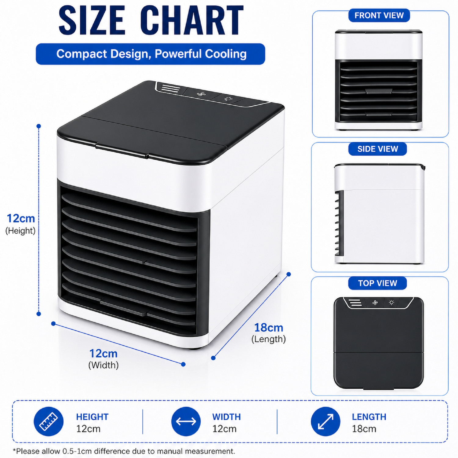 Image of JAVINEX Portable Mini Arctic Air Cooler USB Powered Personal Cooling Fan 3 Speed AAC-01 USB Air Cooler (White, Grey, Blue)