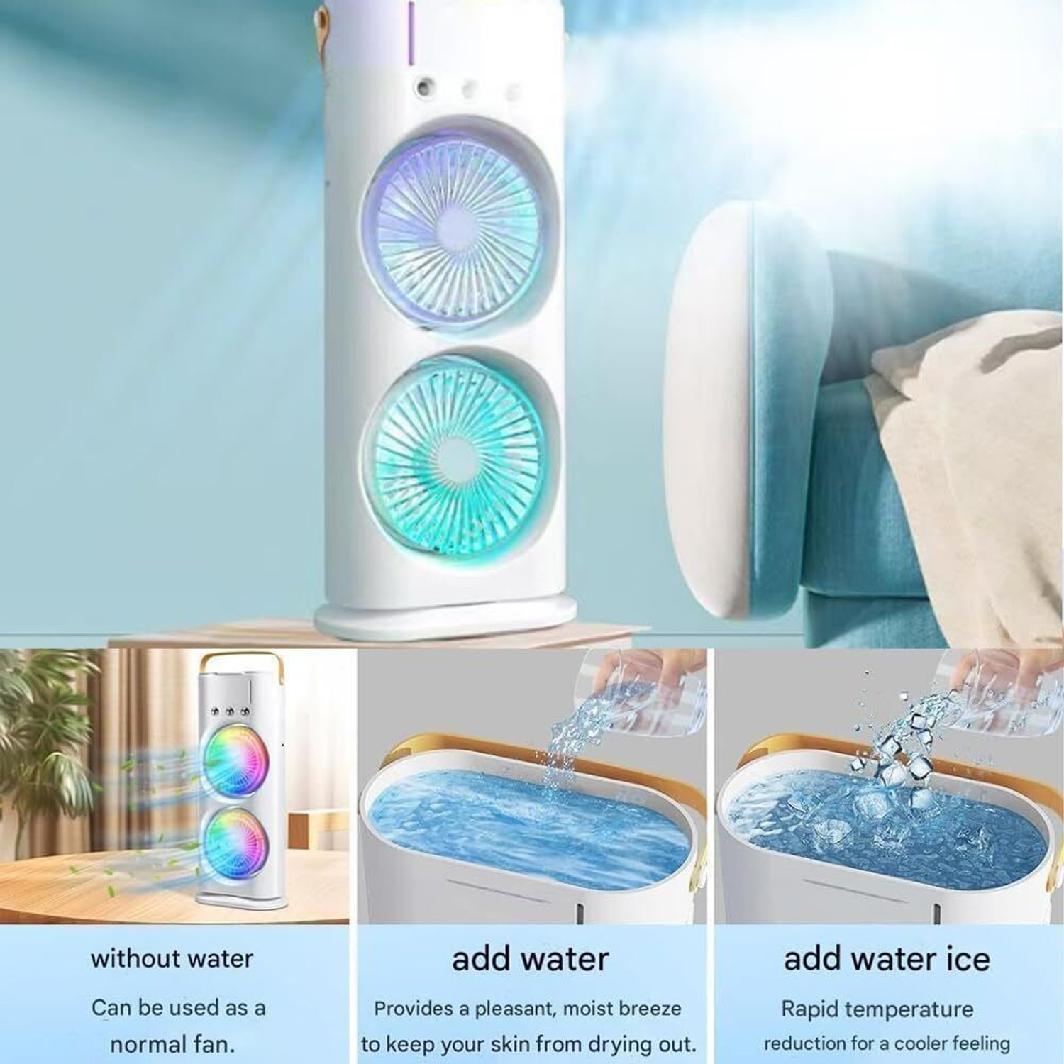 Image of Navalkishori Double Ended Spray Fan Desk Fan with Mist Office and home zx18 Double Ended Spray Fan Desk Fan with Mist Office and home DC16 USB Air Cooler (Multicolor)