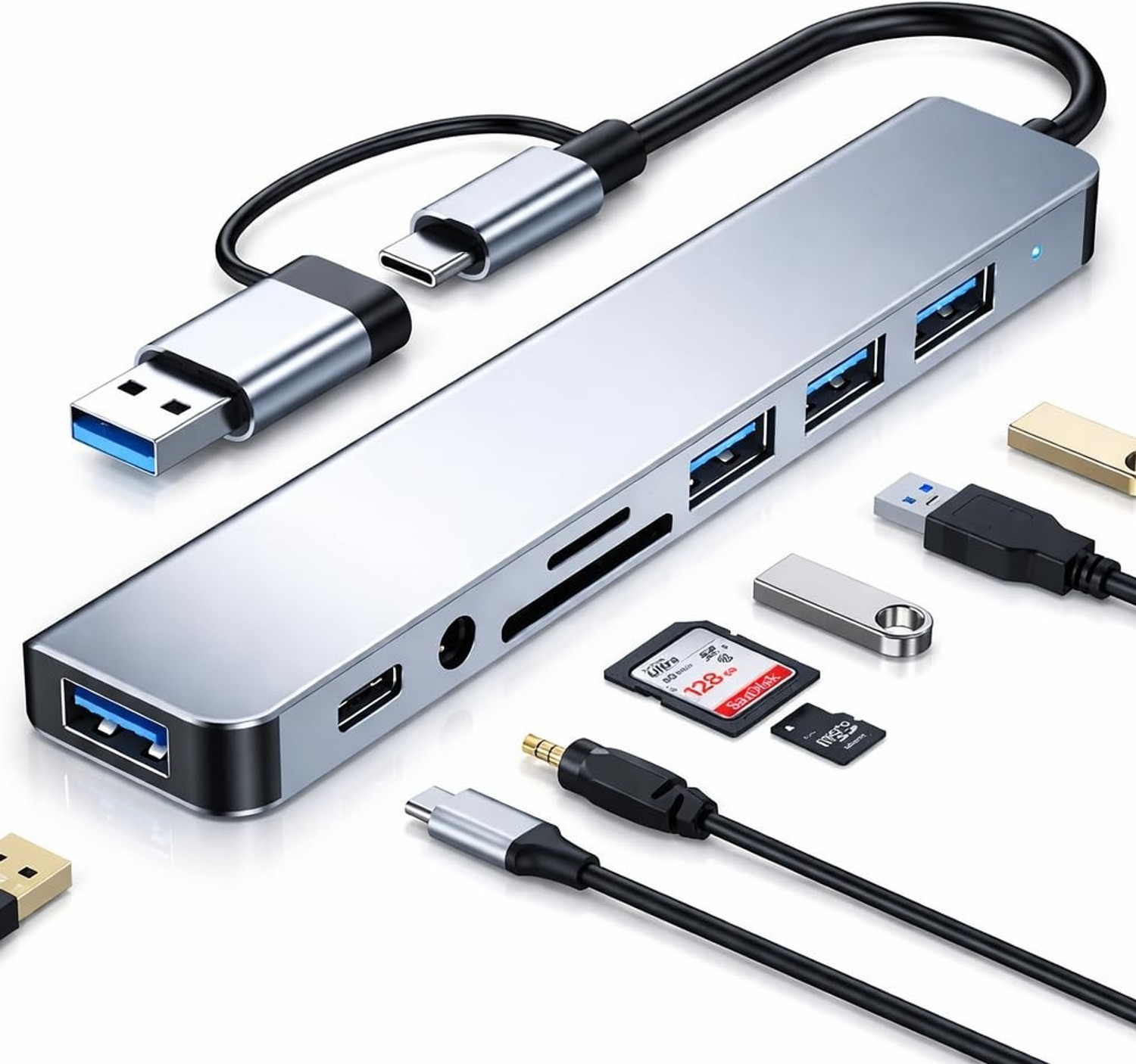 Image of EVM 4K HDMI, 2X USB 3.0, RJ45 Ethernet, 5-in-1 HUB with Type C Input - High-Speed Data Transfer with Multiport HUB Docking Station (Grey)