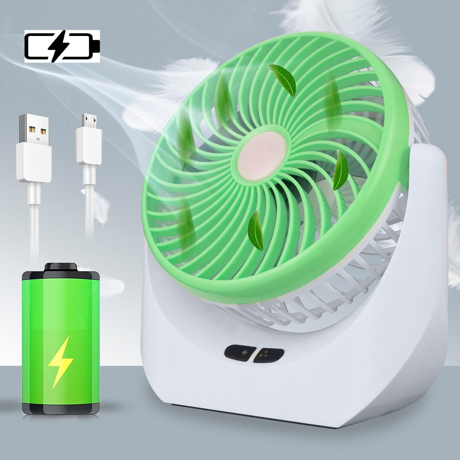 Image of Gatushop High Speed Rechargeable Table Fan with LED Light For Office Desk, Home F3602 Ultra High Speed 1400 mm Table Fan (5 Star | Multicolor | Pack of 1)
