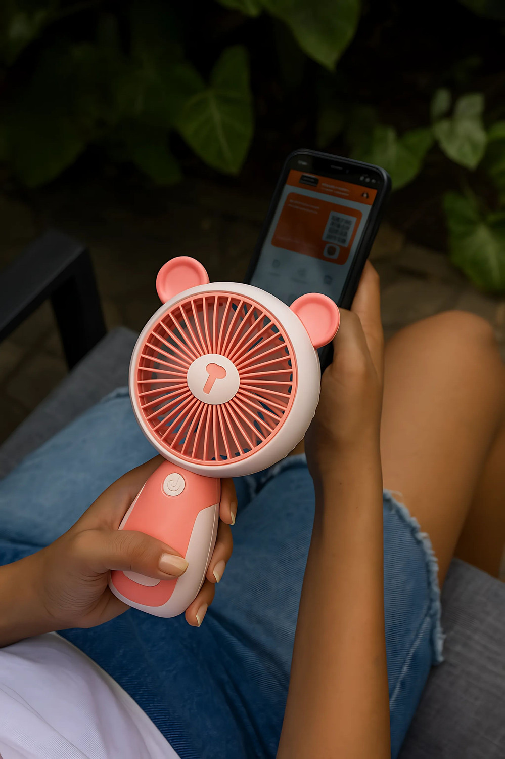 Image of One94Store multi Premium Mini Fan, 3-Speed Mode, USB Charging Fan, Hand Fan, 1800mAh Battery, Silent High Airflow USB Fan (Pink)