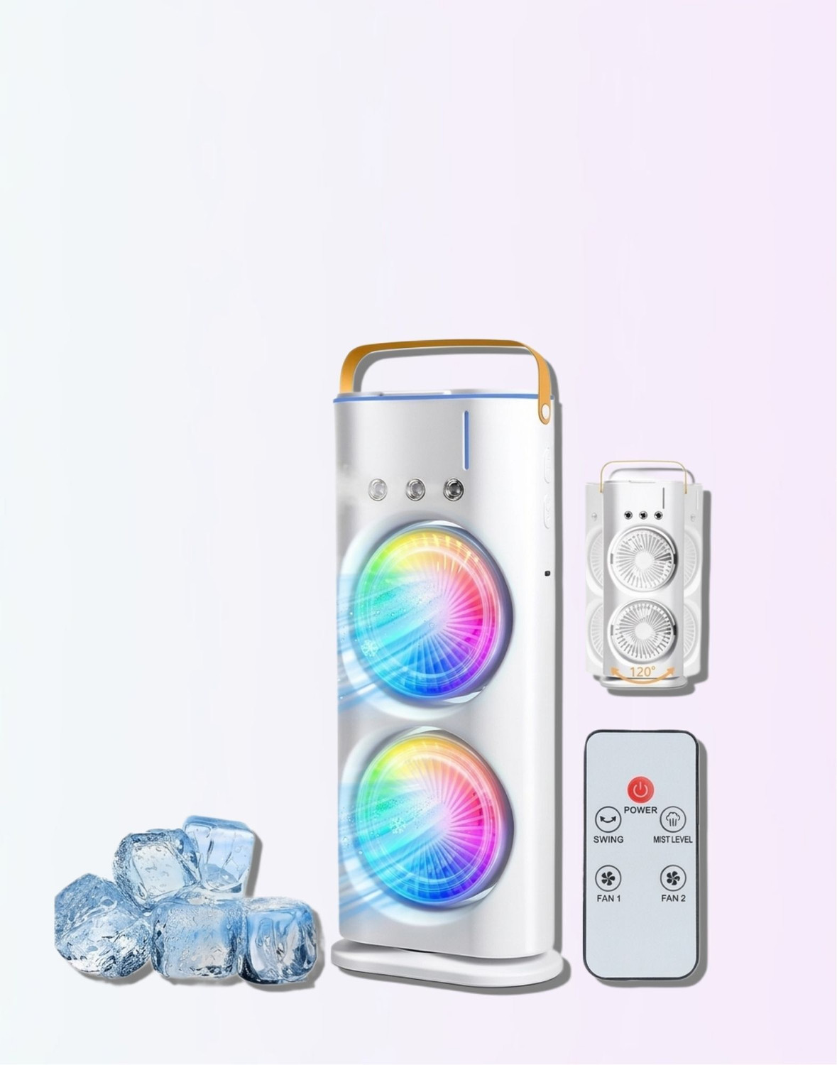 Image of sid Dual Fan Mist Cooler | Rechargeable BLDC Air Circulator with 3 Mist 90 Oscillation & 180 Rotation | Indoor Outdoor USB Cooling Fan USB Air Cooler (Multicolor)