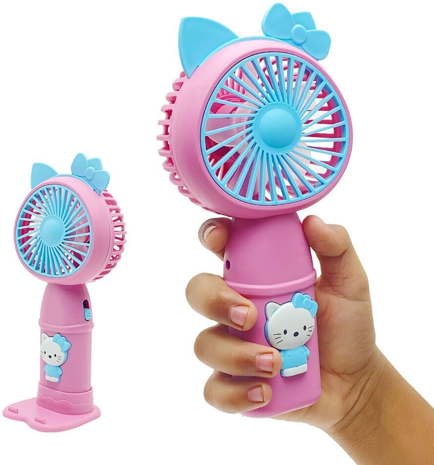 Image of Felinar FELINAR Portable Mini Hand Fan with Stand, 2 Speed Settings, USB Rechargeable Portable Mini Hand Fan with Stand, 2 Speed Settings, USBRechargeable Lightweight USB Fan, Rechargeable Fan (Pink)