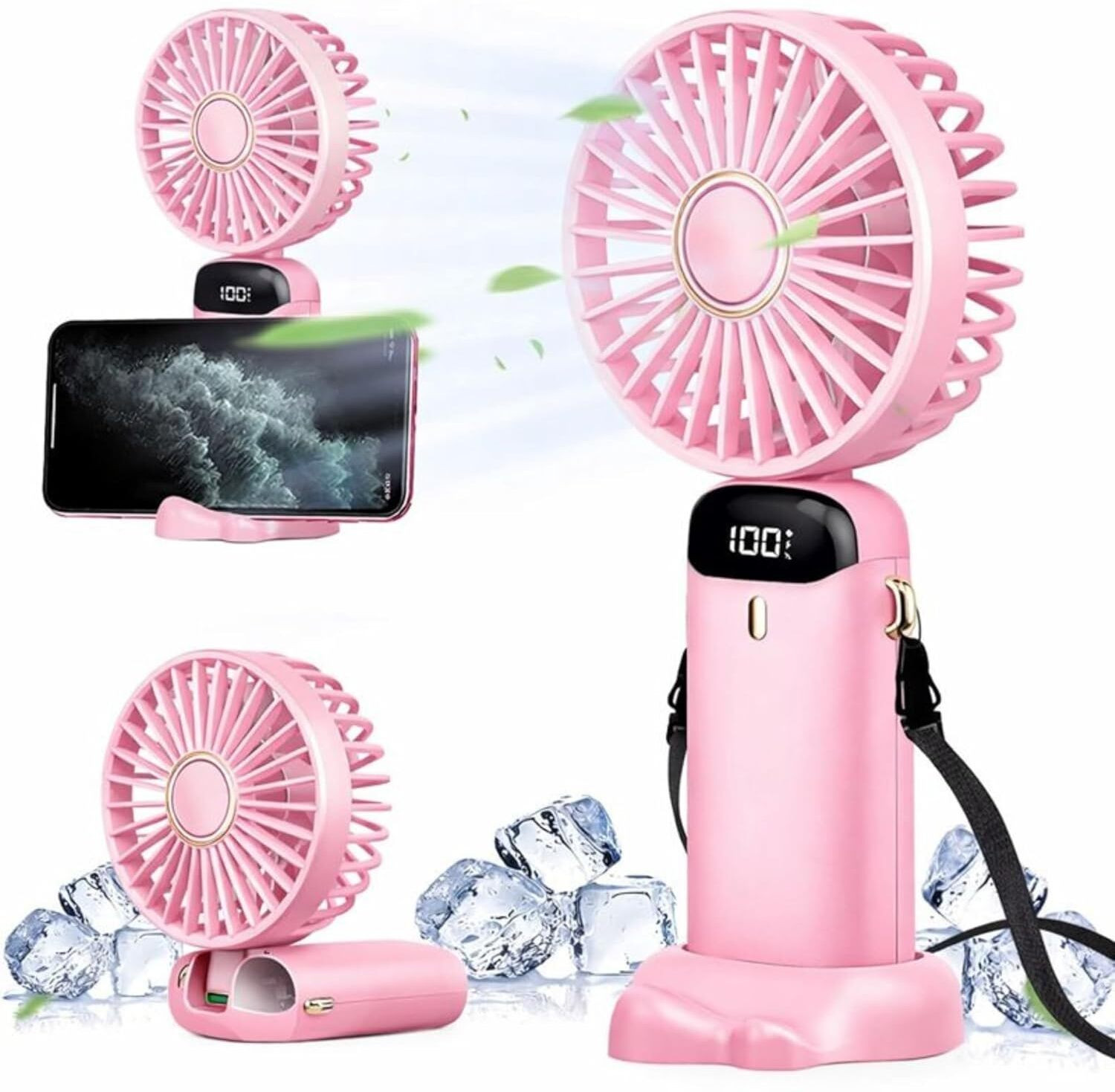 Image of One94Store multi Premium Mini Fan, 3-Speed Mode, USB Charging Fan, Hand Fan, 1800mAh Battery, Silent High Airflow USB Fan (Dark Grey)