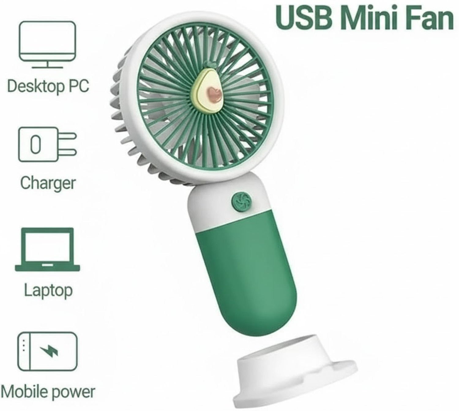 Image of DIYALUX Handheld USB Rechargeable Fan MiniFan-USB01 USB Fan (Green)
