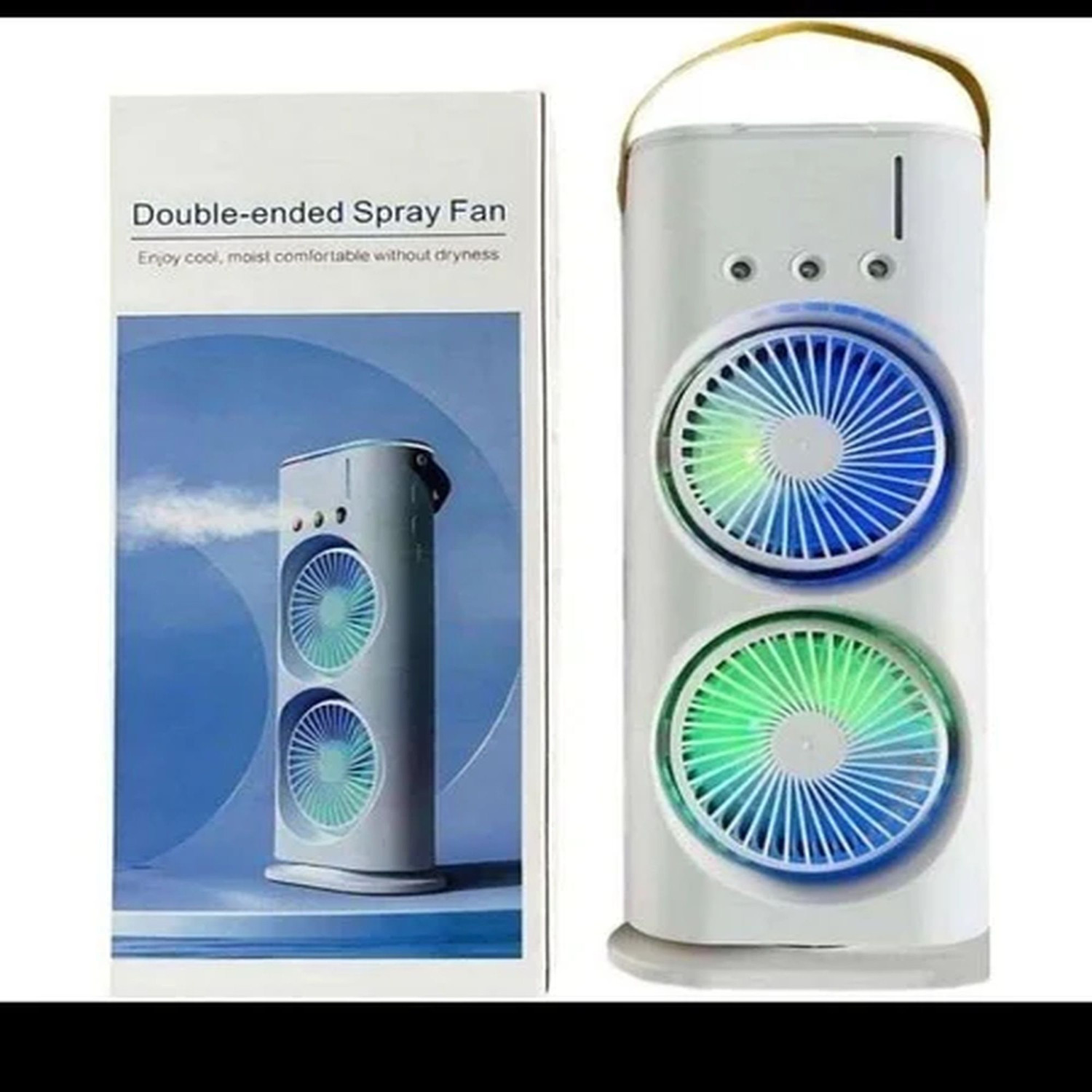 Image of Elevea Portable Air Conditioner Cooler with 7-Color LED Light - Best Summer Gift Spray Fan USB Air Cooler (White)