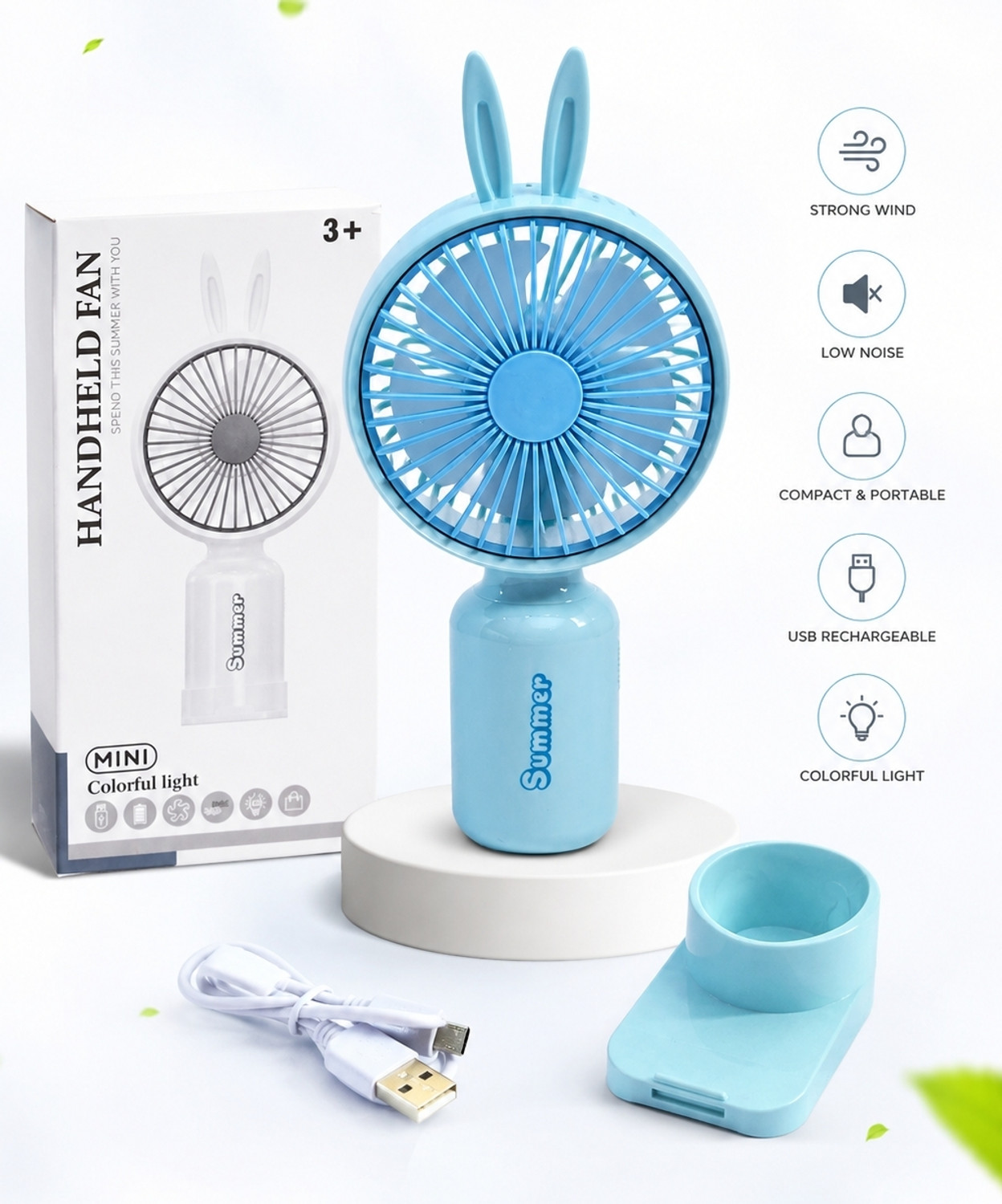 Image of Refulgix Rechargeable Mini Cute Handheld USB Fan (Yellow)