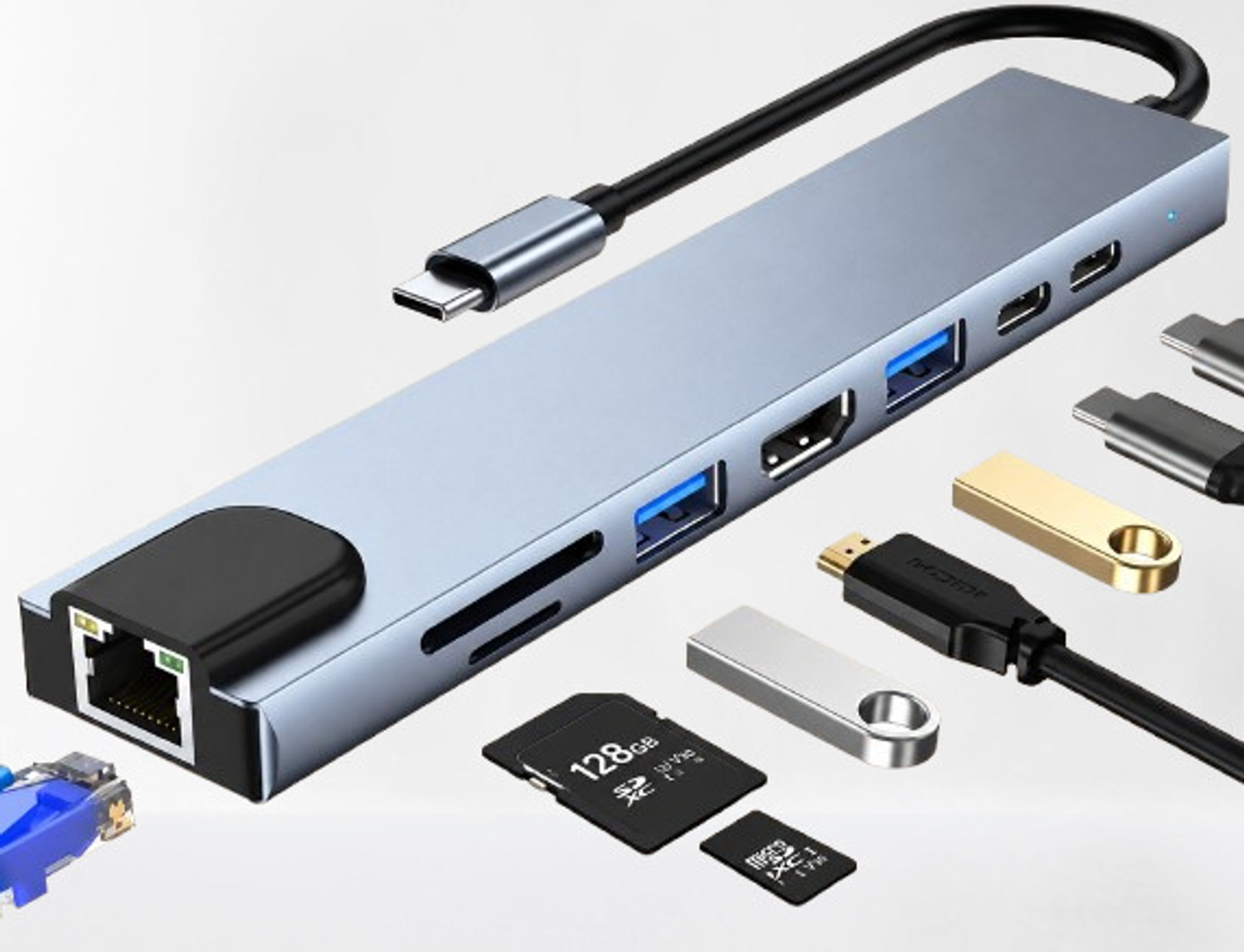 Image of Verilux USB C Hub with 4K HDMI Output USB C PD Charging port, 1*USB 3.0,2*USB 2.0 USB C 55W PD Compatible withMacBook Pro /Air /M1More USB C Devices Card Reader (Grey)