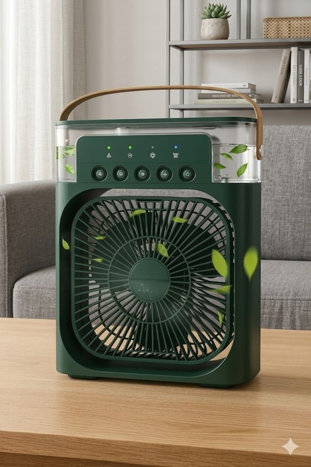 Image of uzone Portable mist cooling fan with powerful 5-Spray airflow-silent operation Air Cooler Spray Function Portable Mist Cooling For Home Office and Outdoor Uses USB Air Cooler (Green)