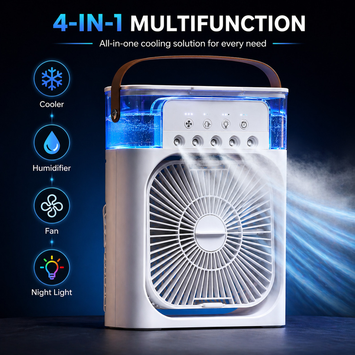 Image of BuiBee USB Mini Cooler With Mist Mini Air Cooler USB Air Cooler (White, Green, Blue)