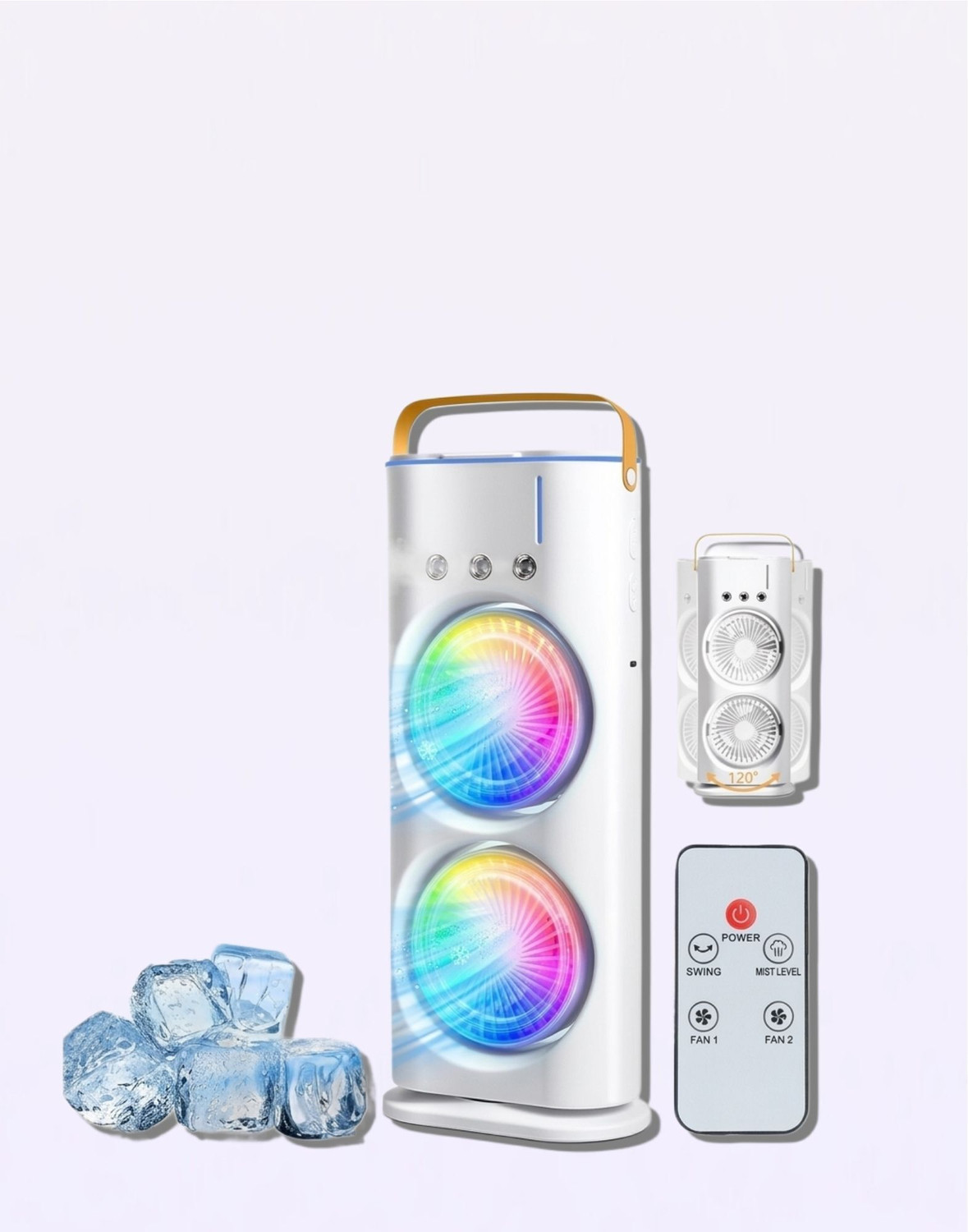 Image of sid Dual Fan Mist Cooler | Rechargeable BLDC Air Circulator with 3 Mist 90 Oscillation & 180 Rotation | Indoor Outdoor USB Cooling Fan USB Air Cooler (Multicolor)