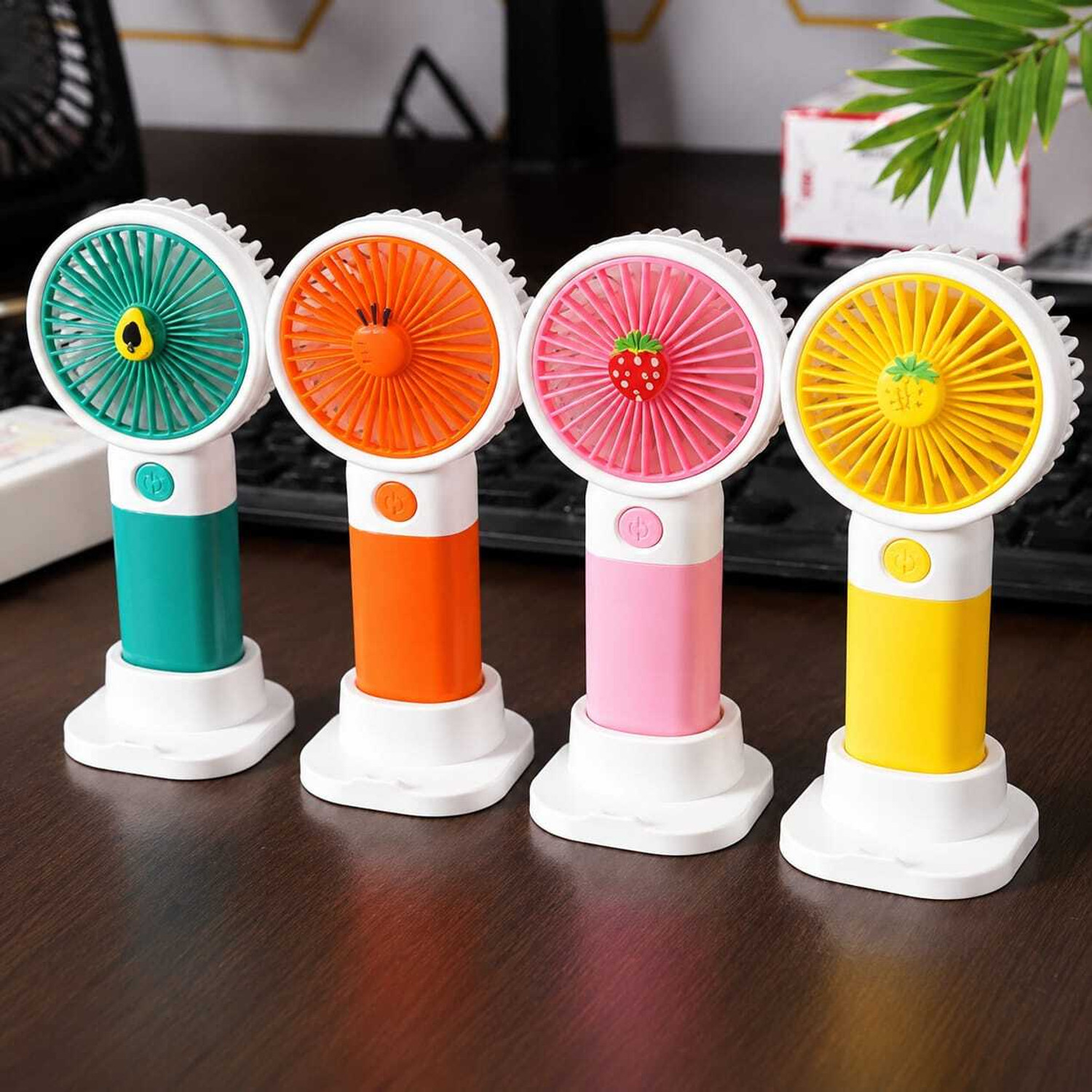 Image of Costar Mini Portable Fan, Brushless Motor Hand Fan with Table Phone Holder Base, 3 Speeds Small Fan, USB Rechargeable Fan for Indoor and Outdoor Use USB Fan (Black, Red)