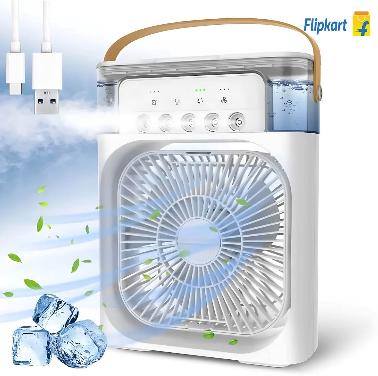 Image of JAVINEX Portable Mini Arctic Air Cooler USB Powered Personal Cooling Fan 3 Speed AAC-01 USB Air Cooler (White, Grey, Blue)