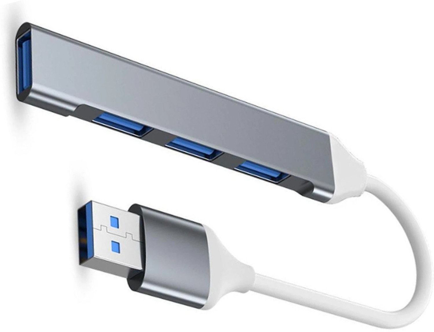Image of Henture 8 in 1 USB Hub with USB 3.0, 3 USB 2.0, SD /TF Card Reader & 3.5mm Audio Dual Connector USB-A & Type-C Multiport Adapter for Laptop, PC & Mac USB Hub (Grey)