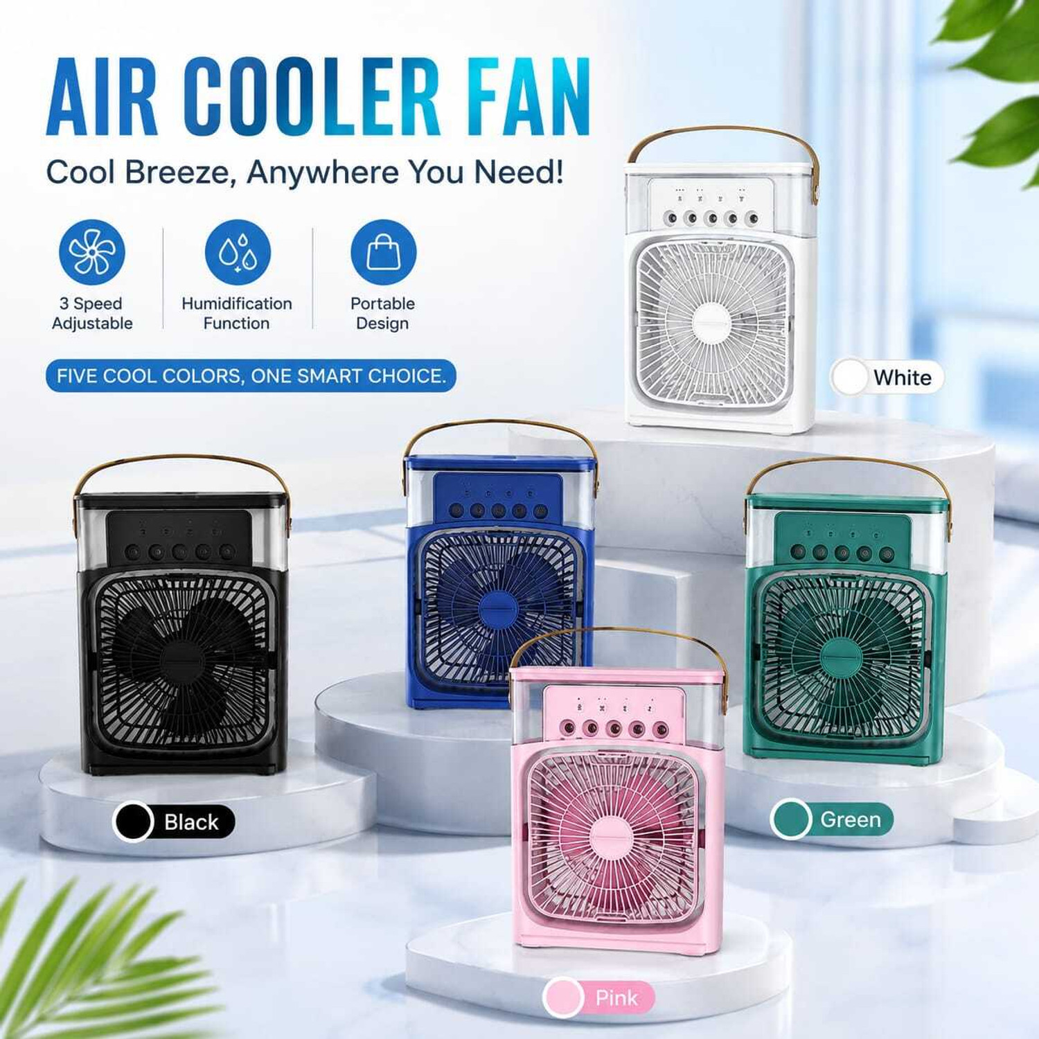 Image of gurukru Mini Cooler for Room Cooling AC Portable Mini Fan Mini cooler with fan-01 USB Fan (White)