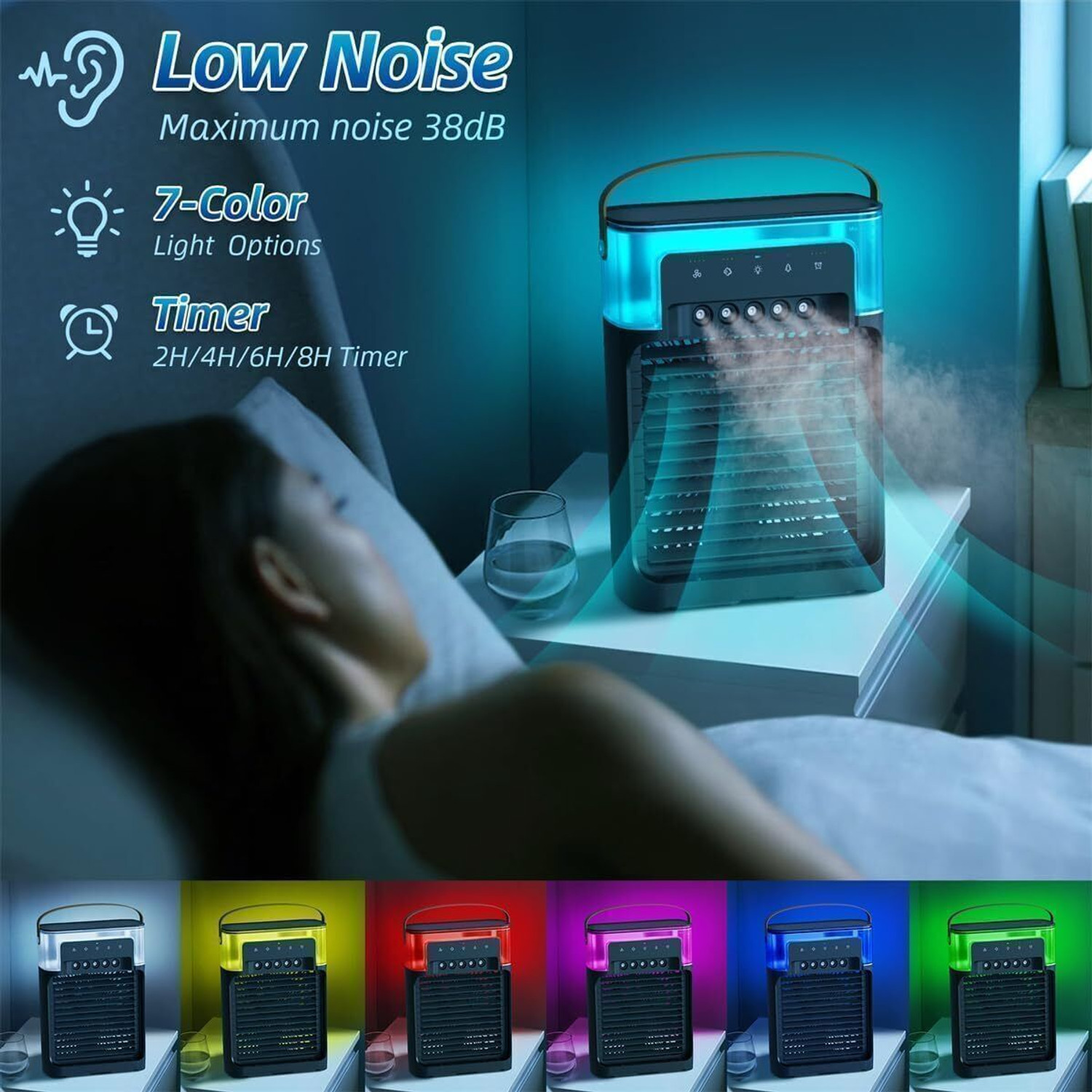 Image of Eft Conditioners Small AC Quiet Personal Air Cooler Office, Home, Travel Mini Cooler for Room Cooling AC Portable Mini Fan Artic Cooler USB Air Cooler (Multicolor)