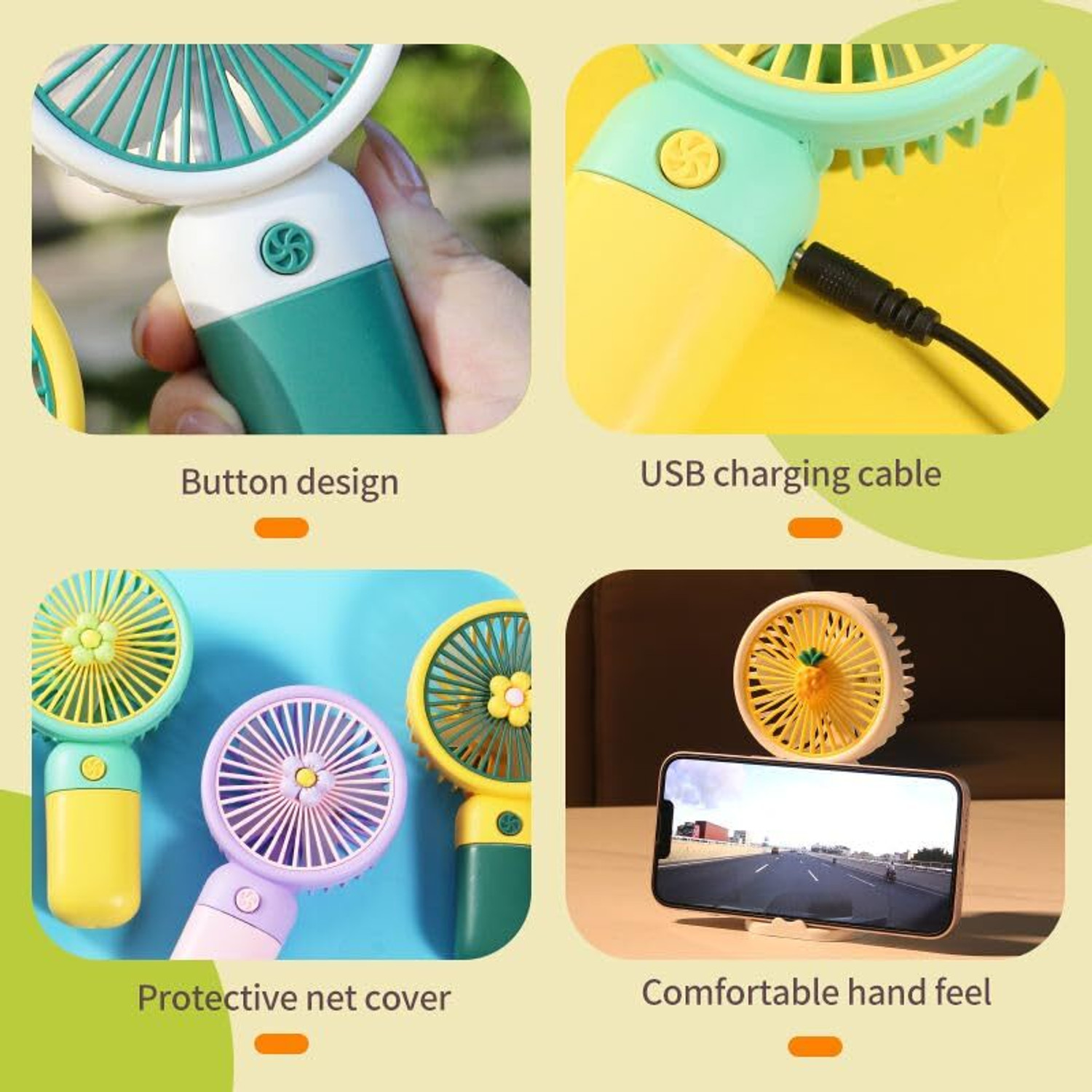 Image of DIYALUX Handheld USB Rechargeable Fan MiniFan-USB01 USB Fan (Green)