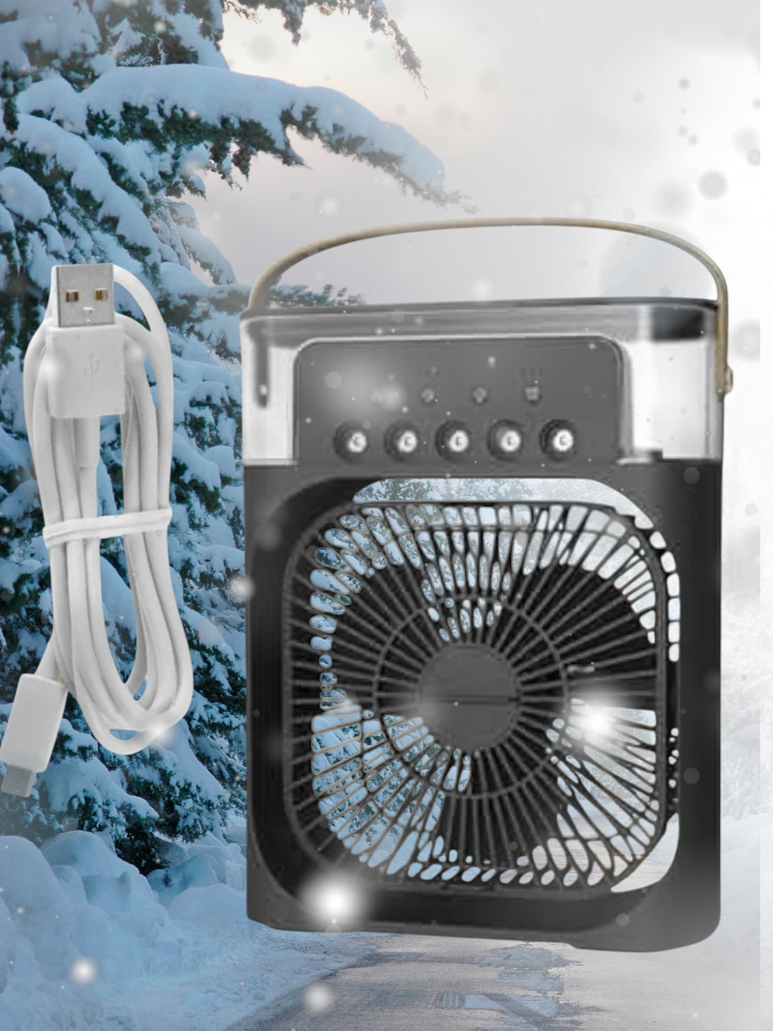 Image of Elevea Portable Air Conditioner Cooler with 7-Color LED Light - Best Summer Gift Spray Fan USB Air Cooler (White)