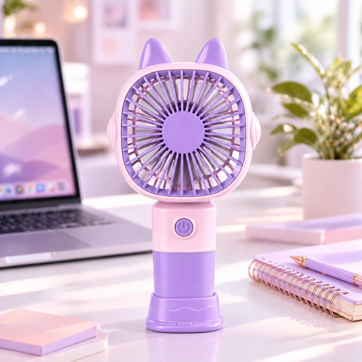 Image of Costar Mini Portable Fan, Brushless Motor Hand Fan with Table Phone Holder Base, 3 Speeds Small Fan, USB Rechargeable Fan for Indoor and Outdoor Use USB Fan (Black, Red)