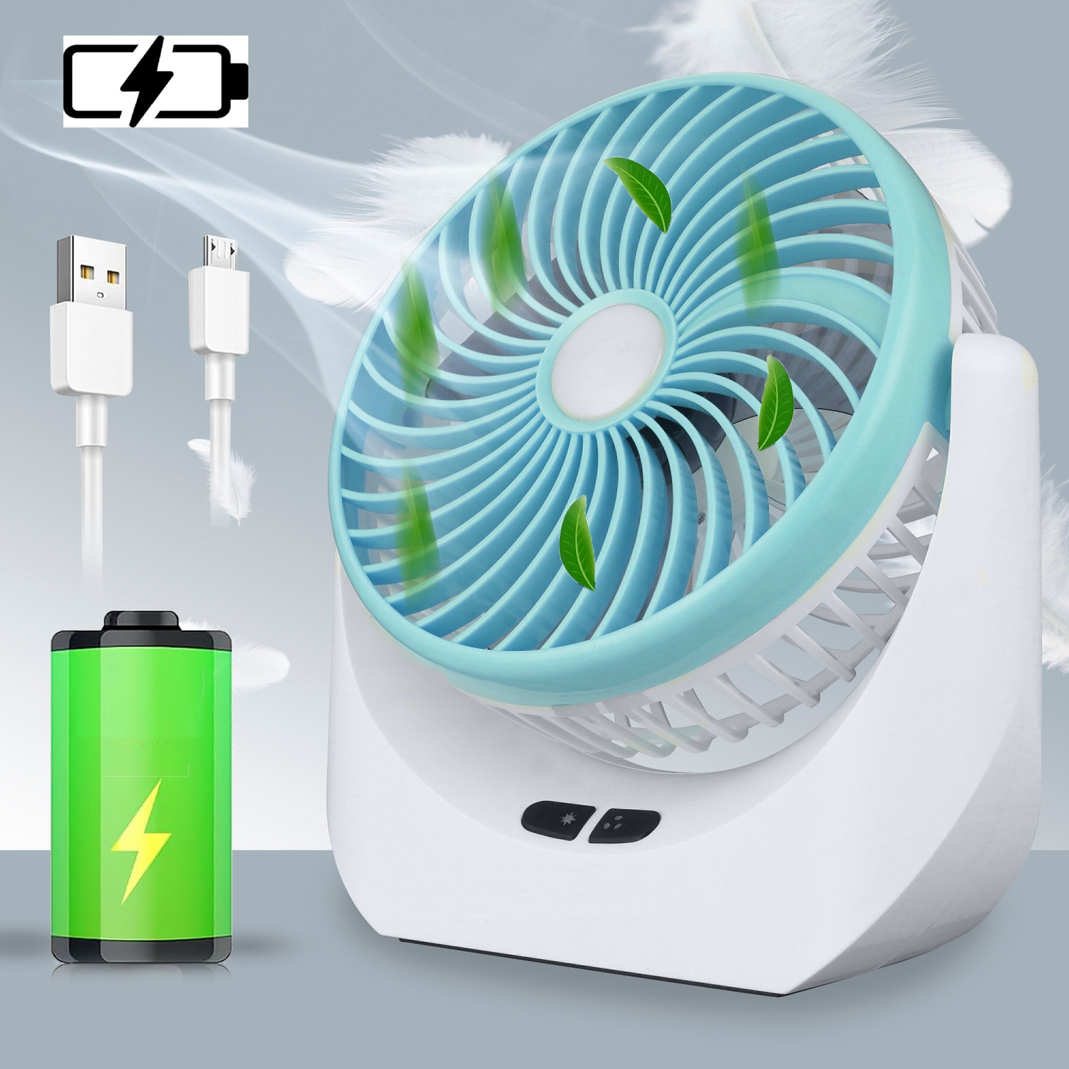 Image of Radhe High Speed Rechargeable Table Fan with LED Light For Office Desk, Home 268 Ultra High Speed 1400 mm Table Fan (5 Star | Multicolor | Pack of 1)