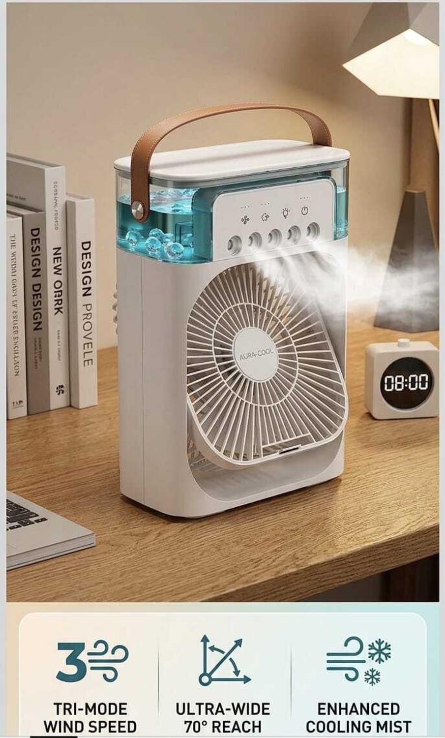 Image of AMPLIN for Home Office -Artic Cooler 3 In 1 Conditioner Humidifier Purifier Mini Cooler cooler for room cooling mini cooler ac portable air cooler portable air USB Air Cooler (White)