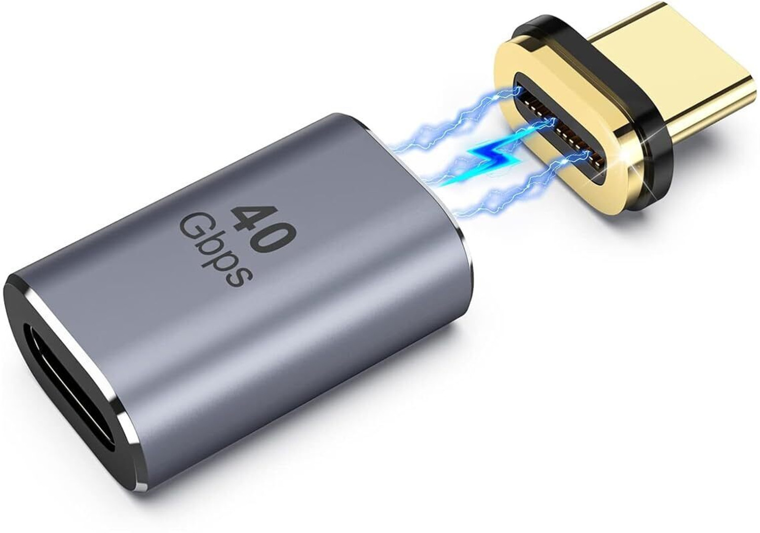Image of Etzin USB C Magnetic Adapter Magnetic USB C Adapter 24 Pins with PD 100W Fast Charge USB 4 40Gbps USB Charger (8K 60Hz for Thunderbolt 3 /4, Pro /Air /ROG Ally /Steam)