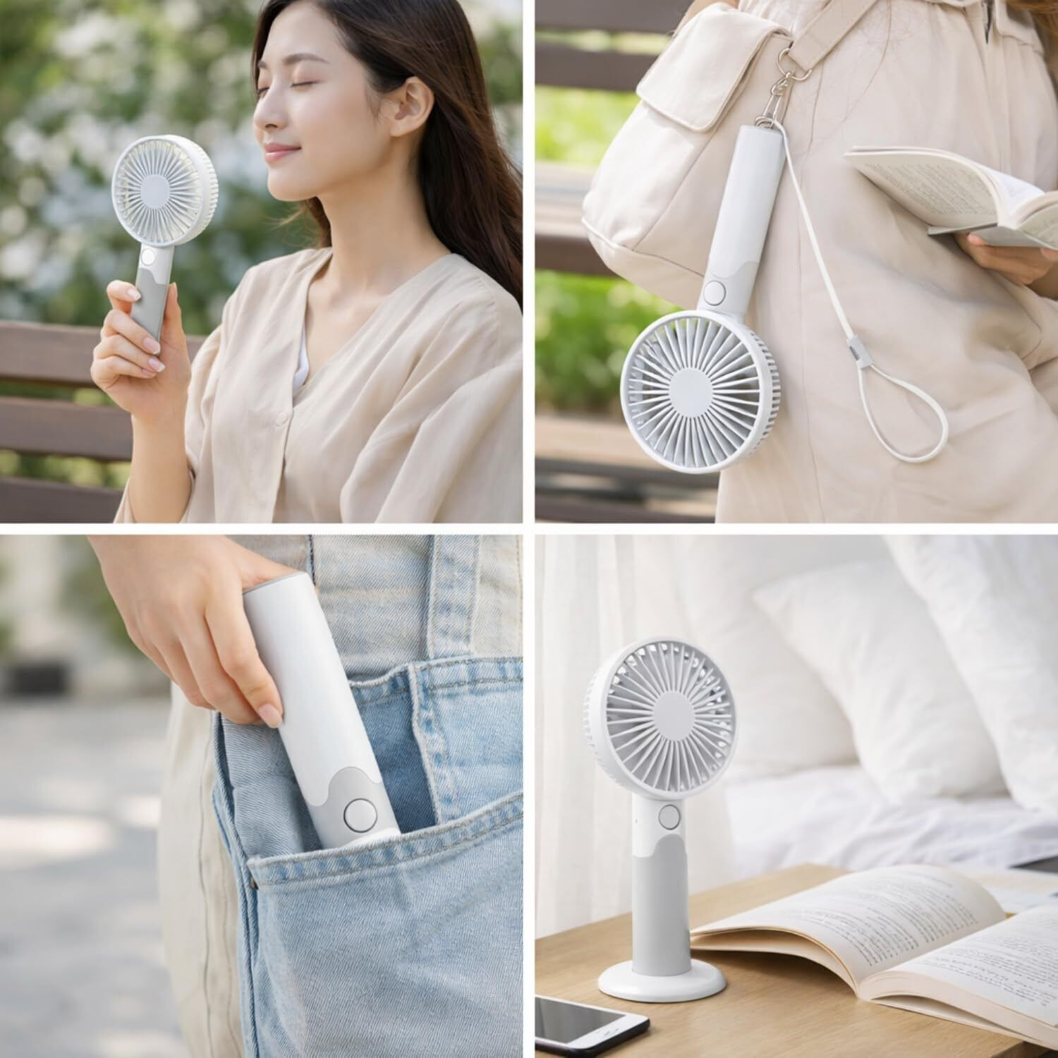 Image of One94Store Premium Mini Fan, 3-Speed Mode, USB Charging Fan, Hand Fan, 1800mAh Battery, Silent High Airflow USB Fan (Grey)