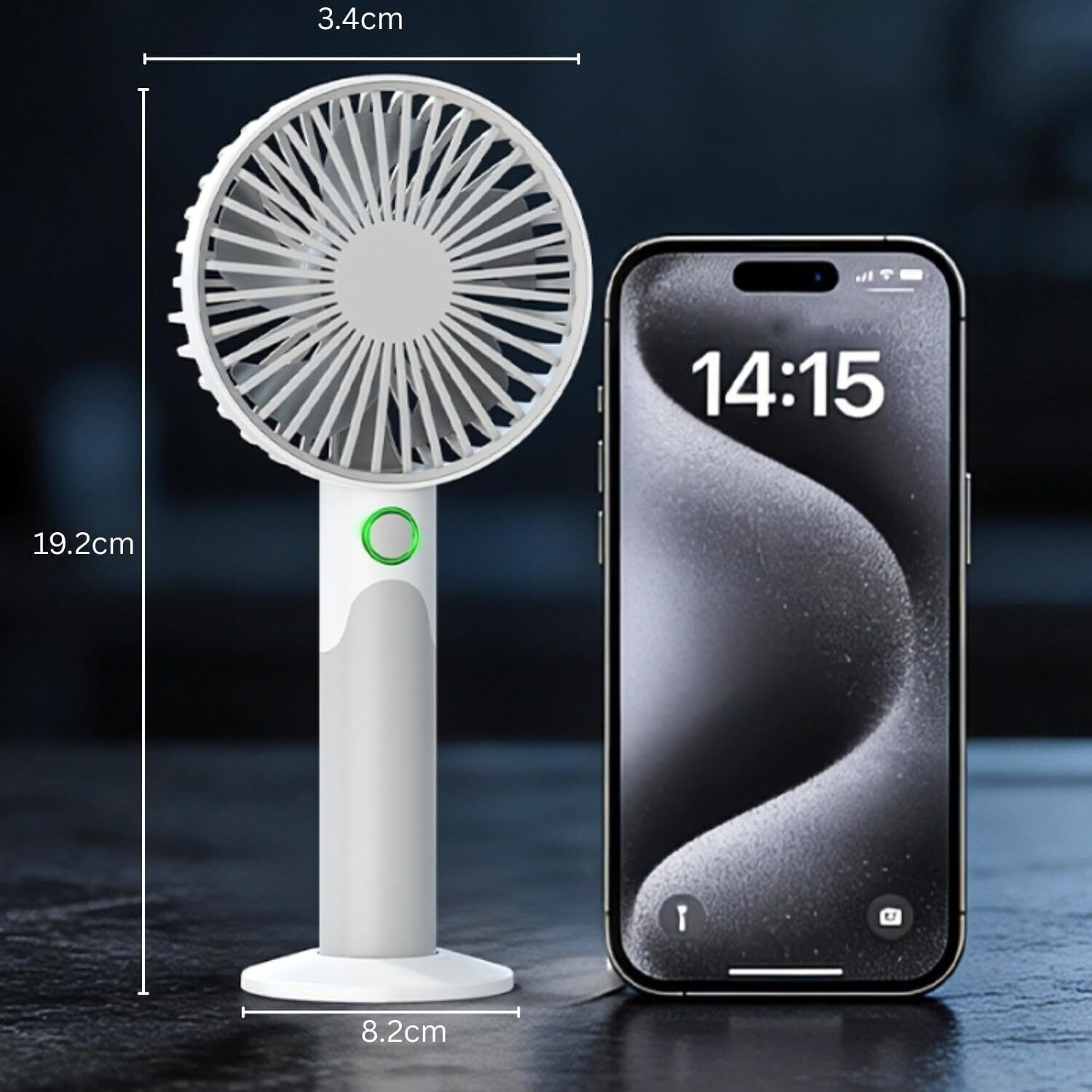 Image of One94Store Premium Mini Fan, 3-Speed Mode, USB Charging Fan, Hand Fan, 1800mAh Battery, Silent High Airflow USB Fan (Grey)