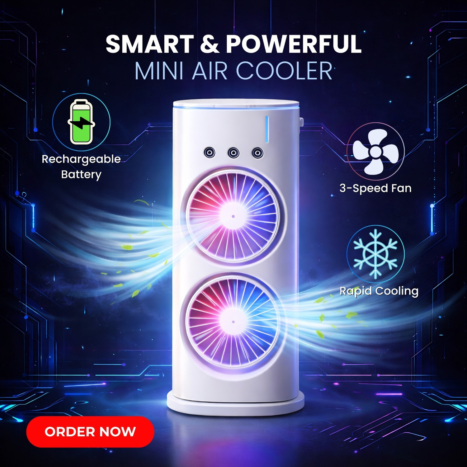 Image of Eft Conditioners Small AC Quiet Personal Air Cooler Office, Home, Travel Mini Cooler for Room Cooling AC Portable Mini Fan Artic Cooler USB Air Cooler (Multicolor)