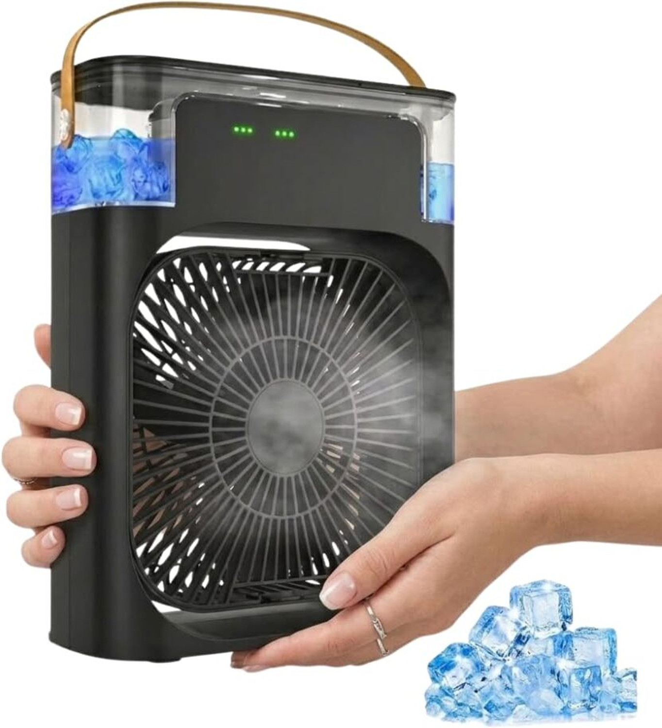ARSTORE Portable USB Air Cooler Fan with LED Display, Black - Image 1