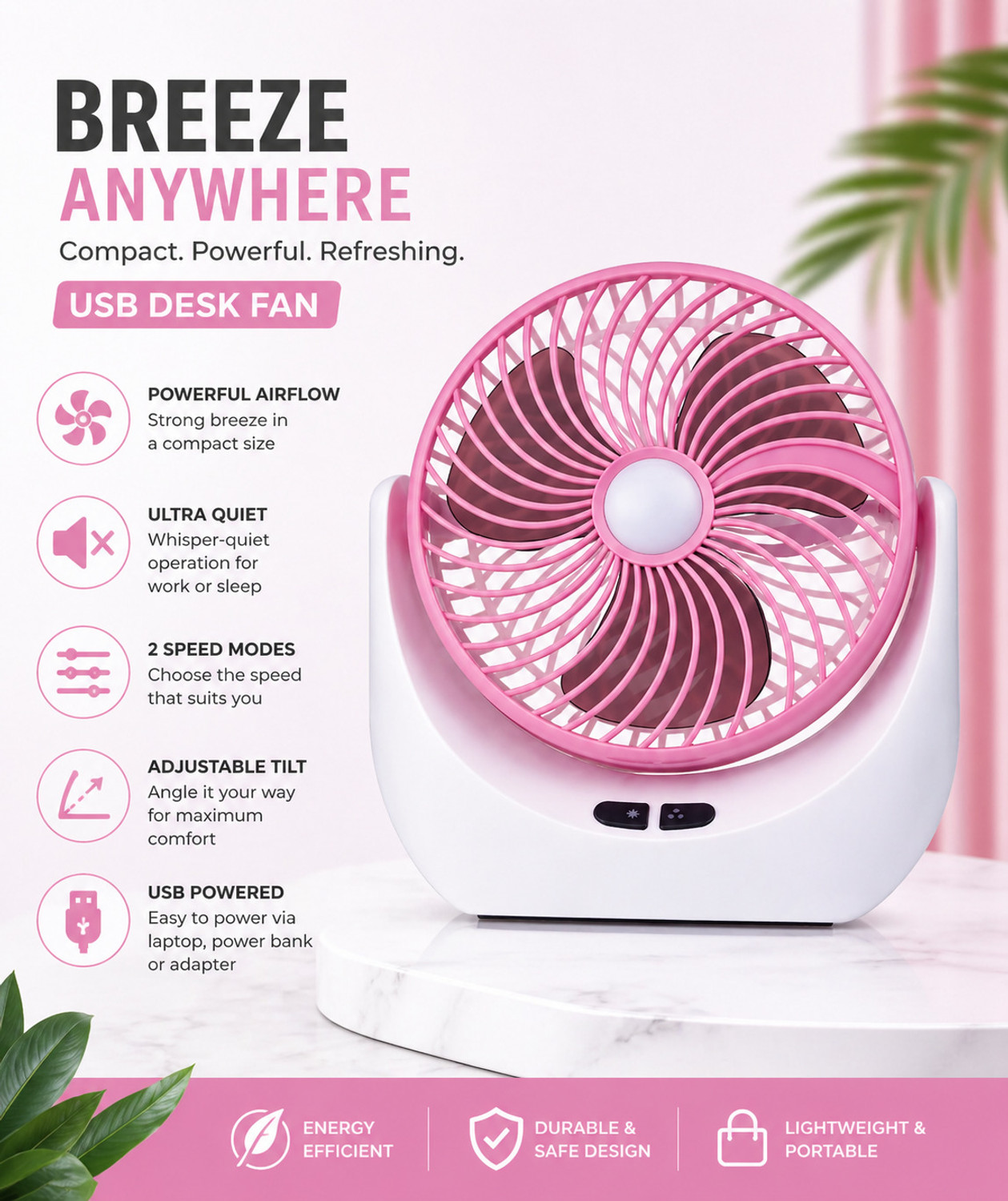 Image of Luranol CoLightweighty To Carry Neck Eaoling Fan For Women Kitchen and Summer Mini Handheld Portable Rechargeable, Small Type-c charger cable USB Fan (Blue-D03)