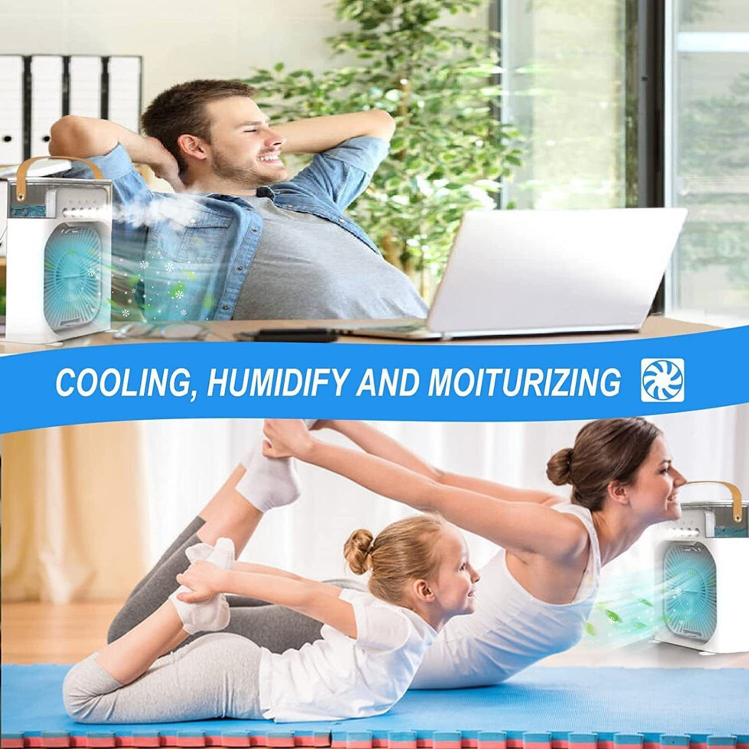 Image of URBAN ZONE ENTERPRISES Portable Cooling Fan With 600ml Water Tank Cooler Adjustable Speed Office&Home UZONE-CoolBreeze-X1 Pro USB Air Cooler (White)
