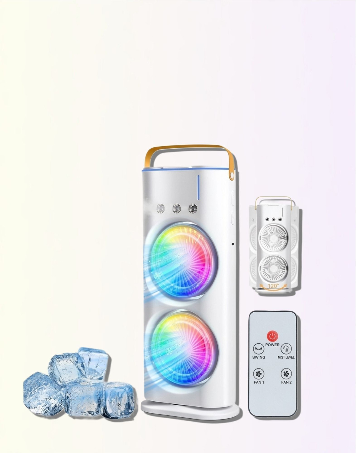 Image of sid Dual Fan Mist Cooler | Rechargeable BLDC Air Circulator with 3 Mist 90 Oscillation & 180 Rotation | Indoor Outdoor USB Cooling Fan USB Air Cooler (Multicolor)