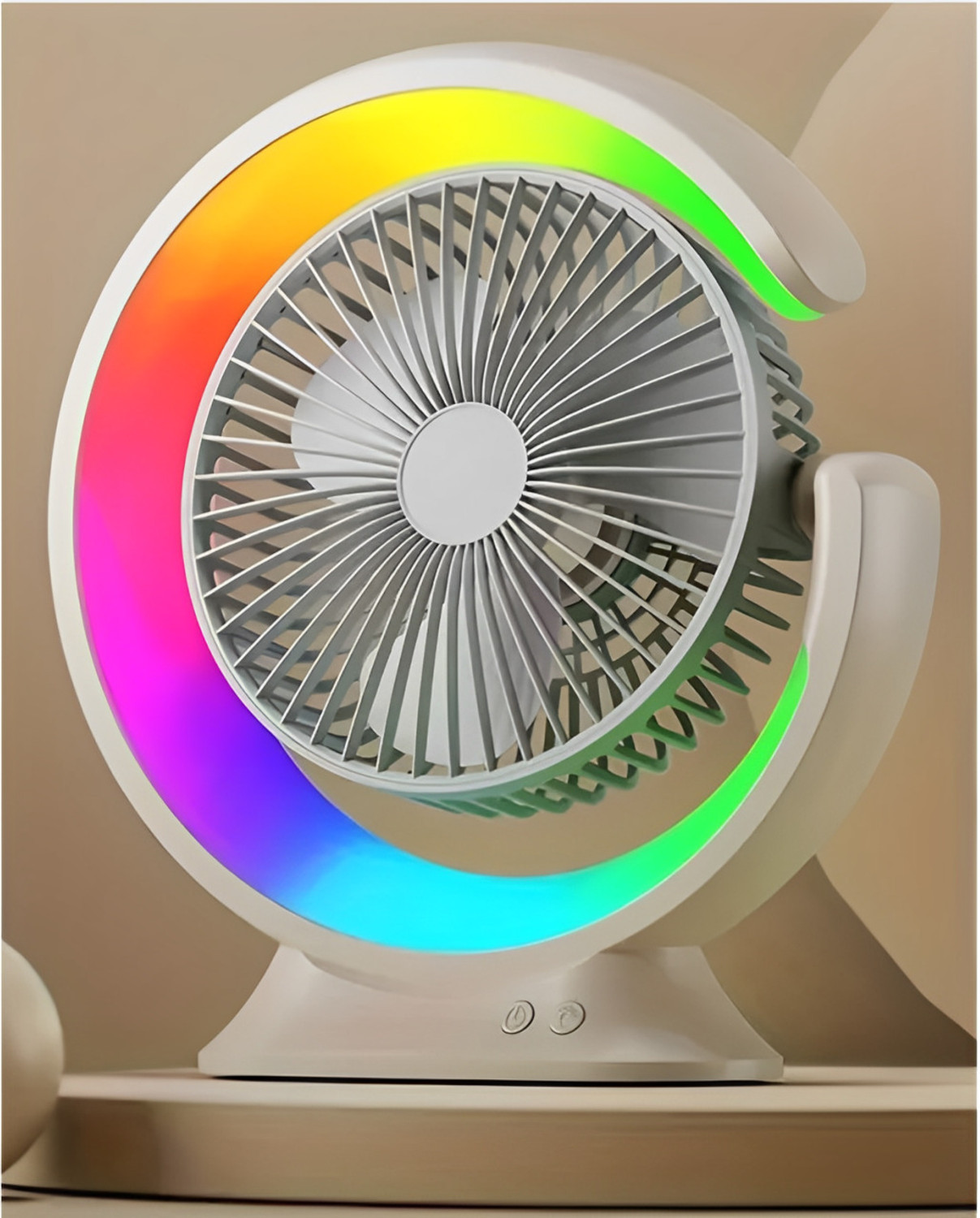 Image of DAKSHWAY High Speed Rechargeable Table Fan with LED Light For Office Desk, Home F3578 Ultra High Speed 1400 mm Table Fan (5 Star | Multicolor | Pack of 1)