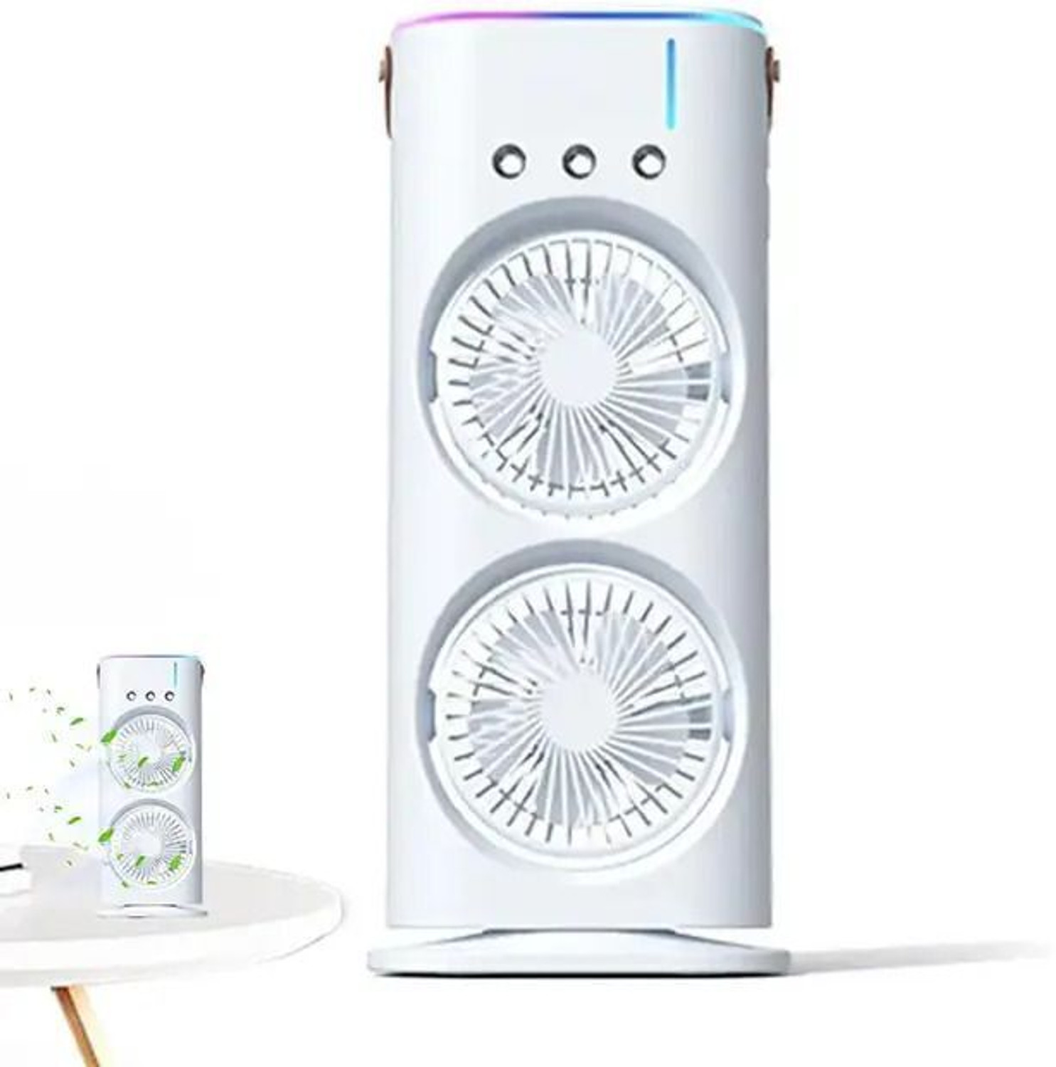 Image of sid Dual Fan Mist Cooler | Rechargeable BLDC Air Circulator with 3 Mist 90 Oscillation & 180 Rotation | Indoor Outdoor USB Cooling Fan USB Air Cooler (Multicolor)