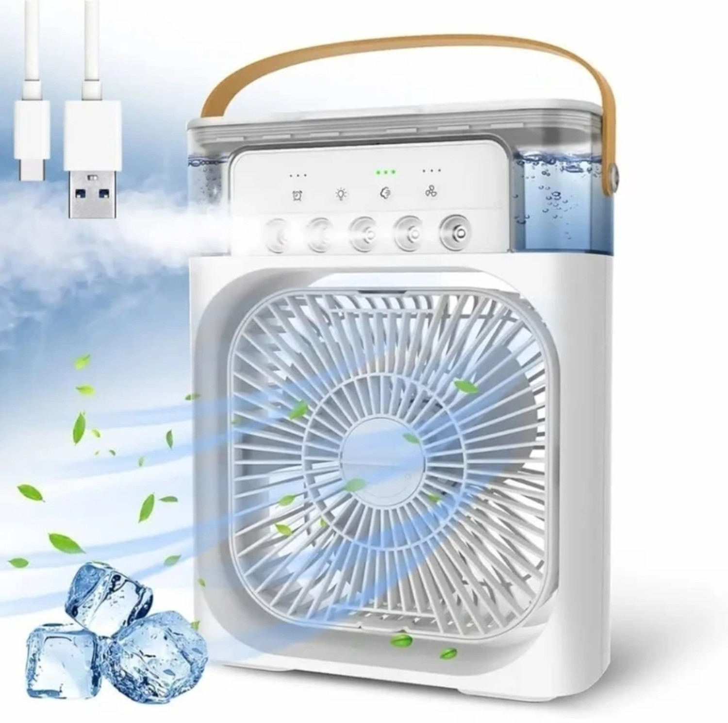 Image of BuiBee USB Mini Cooler With Mist Mini Air Cooler USB Air Cooler (White, Green, Blue)