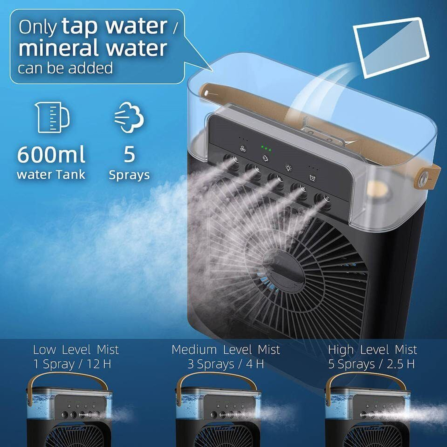 Image of 4uonly TD-40 RRT-BRE-Portable Air FAN BIG Mist Fan With 5 Speed UGI5 USB Fan (Multicolor)